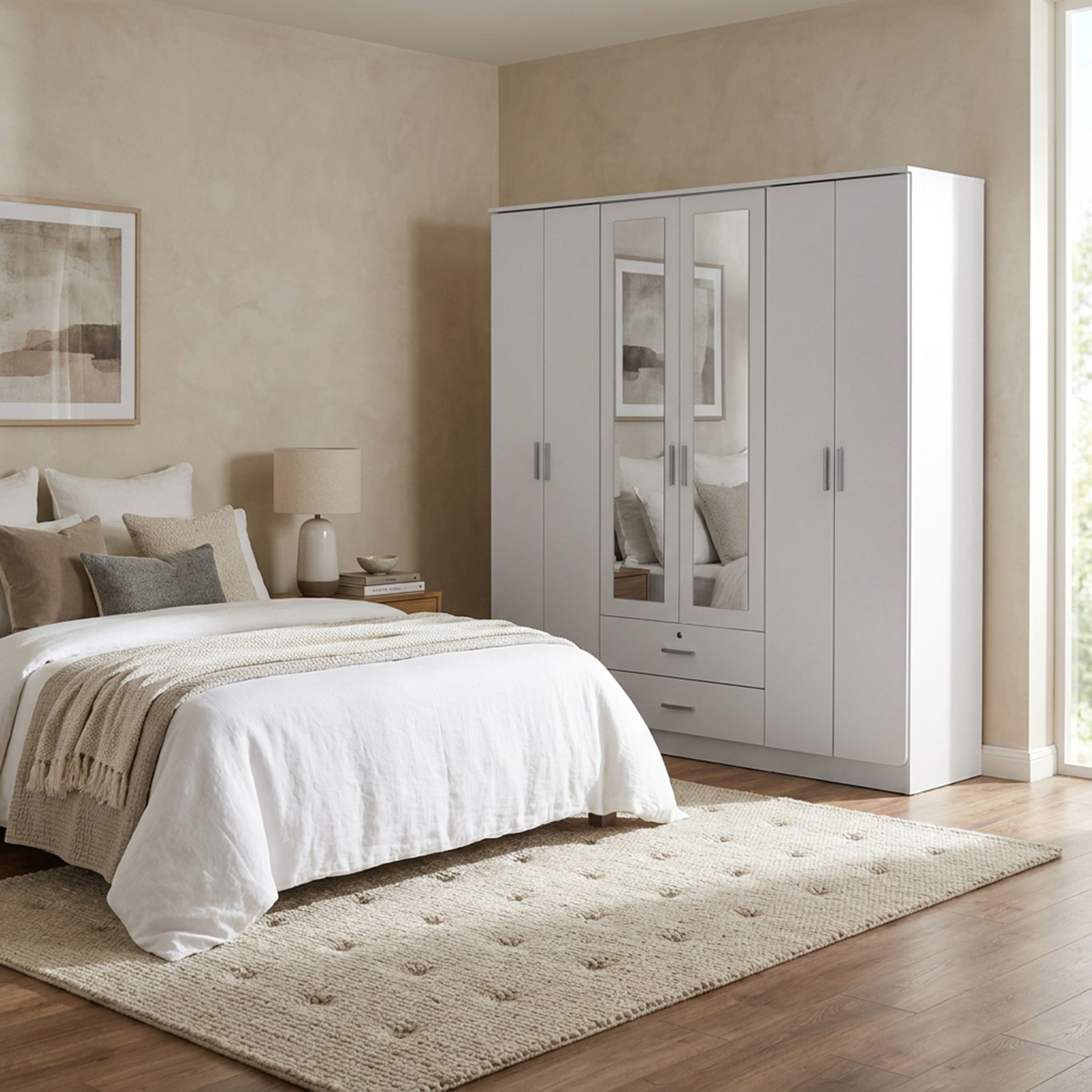 خزانة ملابس 6 أبواب مع 2 درج قابل للقفل ومرآة لاسيرو من موڤو-hbxfurniture-wardrobes-image-7