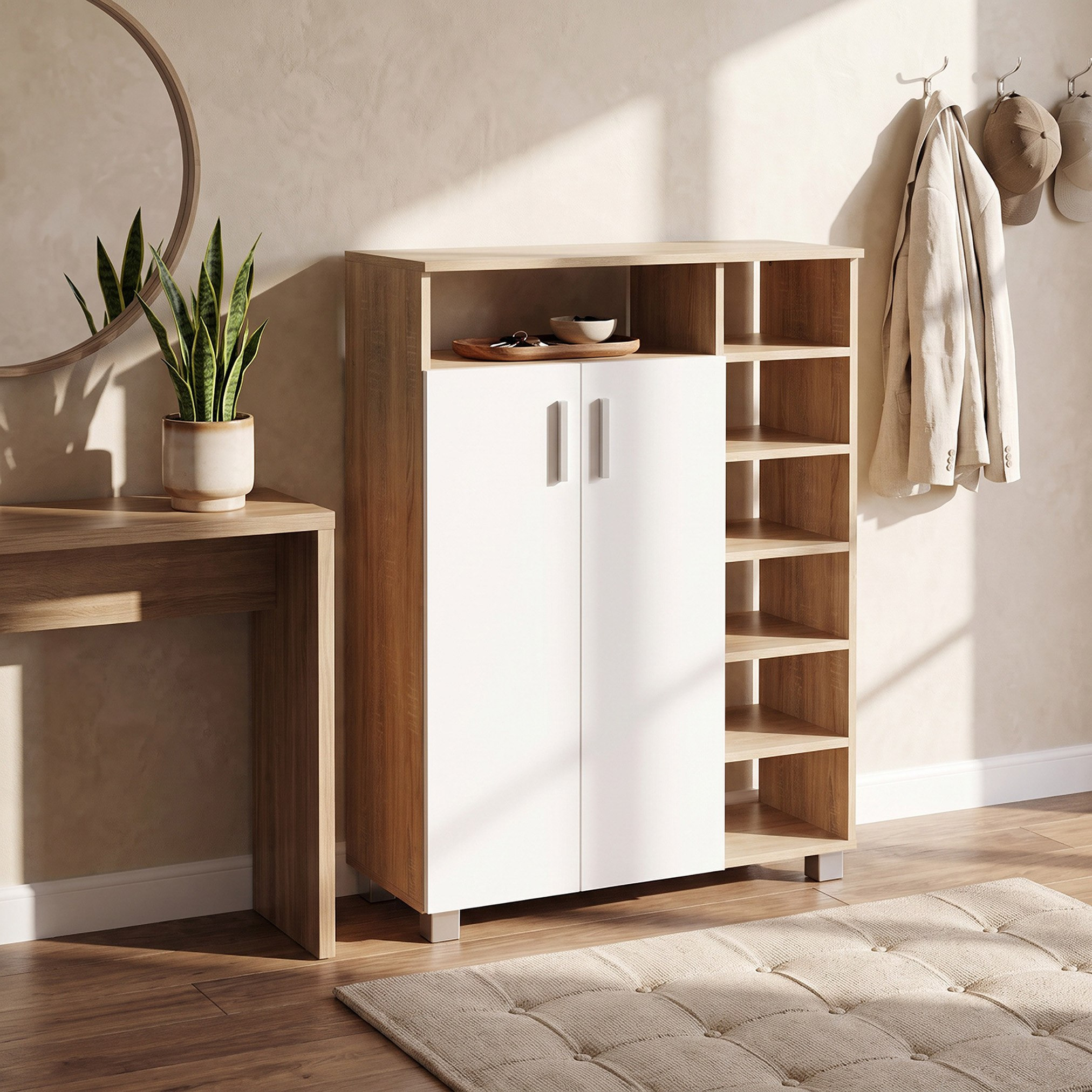 Movo Coda Patara 22 Pairs 2 Door Shoe Cabinet with Open Shelf-hbxbedroom-shoecabinetsandracks-image-1