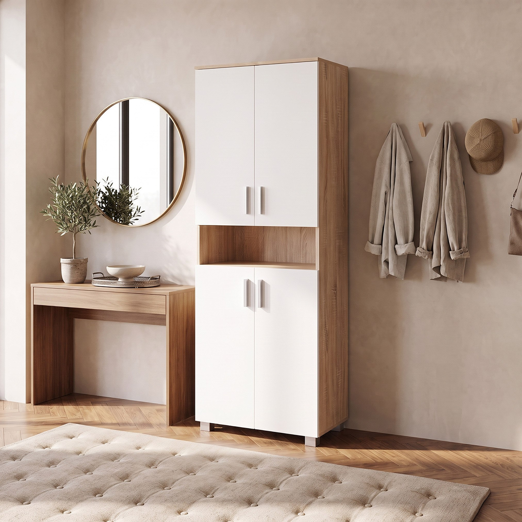 Movo Coda Patara 26 Pairs 4 Door Shoe Cabinet with Open Shelf-hbxbedroom-shoecabinetsandracks-image-1
