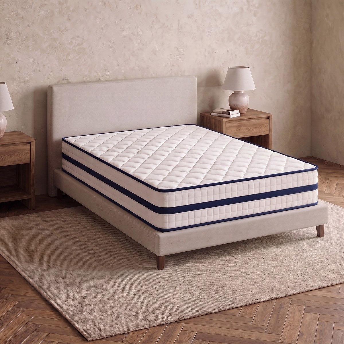 iSleepNest-ice Touch Cool Fabric Medium Firm Pocket Spring Queen Mattress - 140x200x26 cm-hbxbedroom-mattresses-queen-image-1
