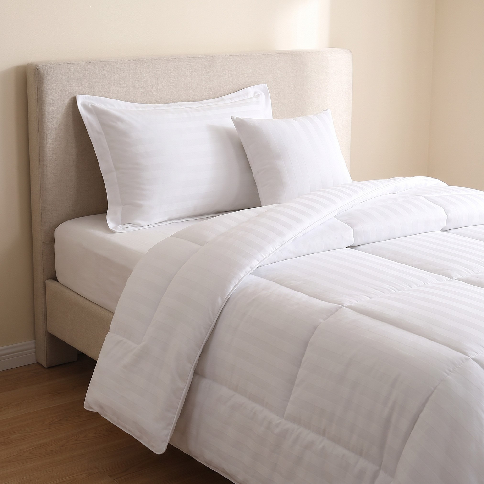 Stannford 3-Piece Satin Hotel Stripe Microfiber Twin Comforter Set - 160x220 cm-hbxbedroom-bedding-comfortersets-image-1
