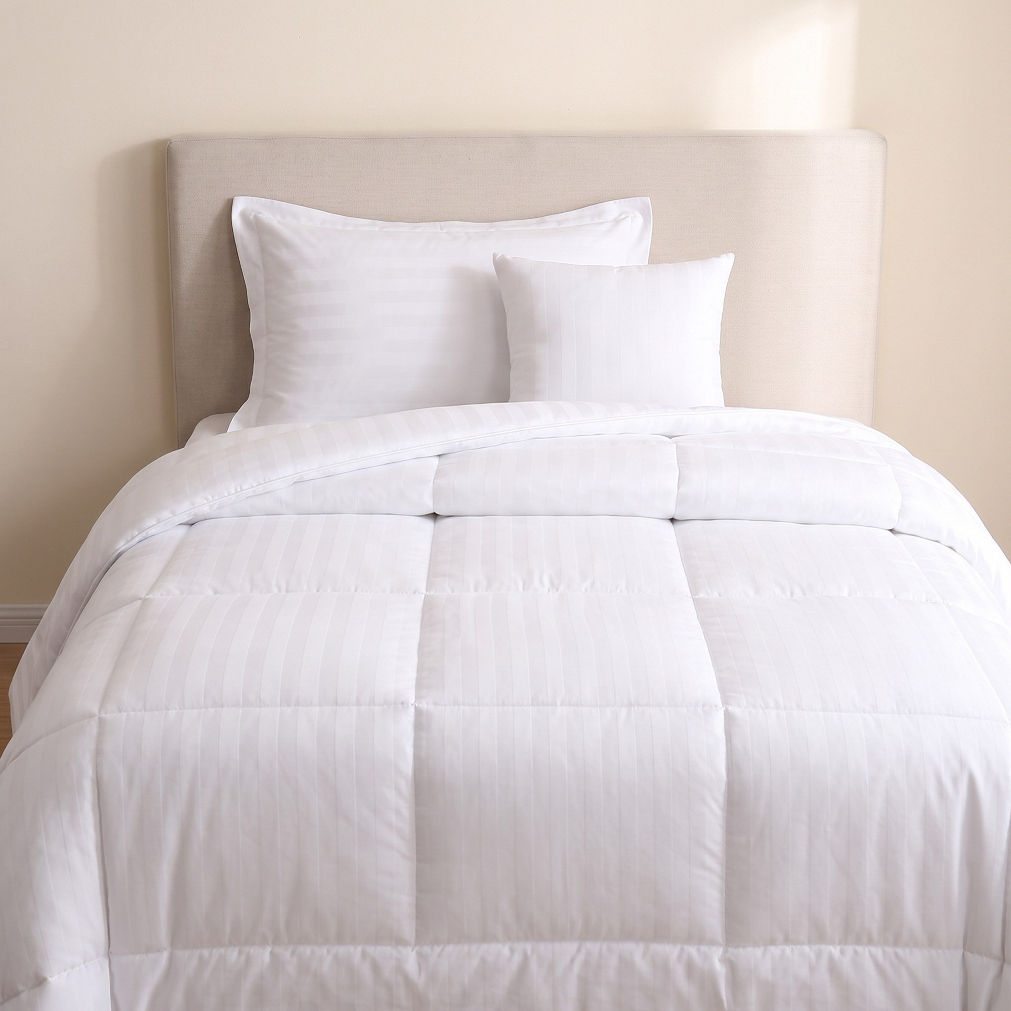 Stannford 3-Piece Satin Hotel Stripe Microfiber Twin Comforter Set - 160x220 cm-hbxbedroom-bedding-comfortersets-image-2