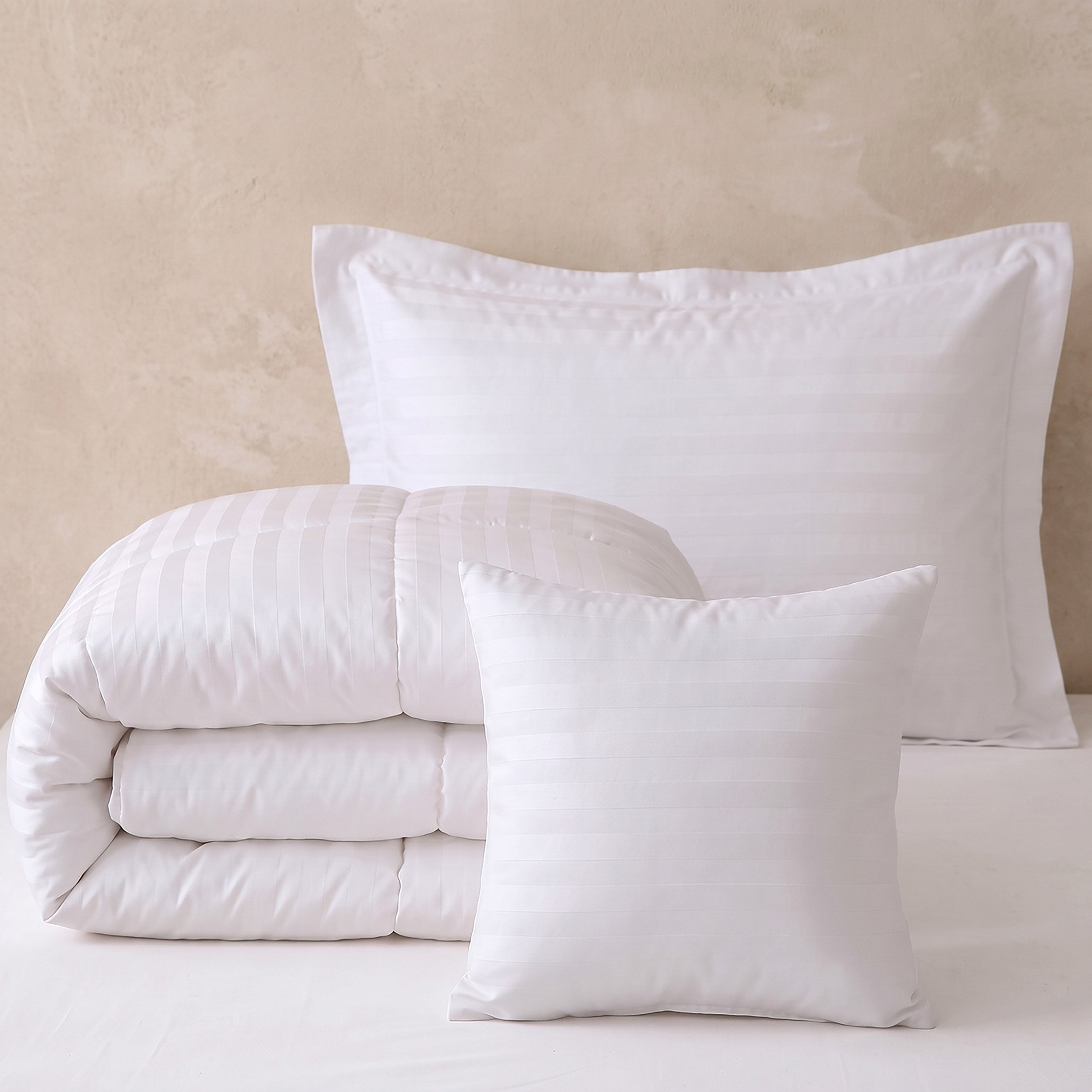 Stannford 3-Piece Satin Hotel Stripe Microfiber Twin Comforter Set - 160x220 cm-hbxbedroom-bedding-comfortersets-image-4