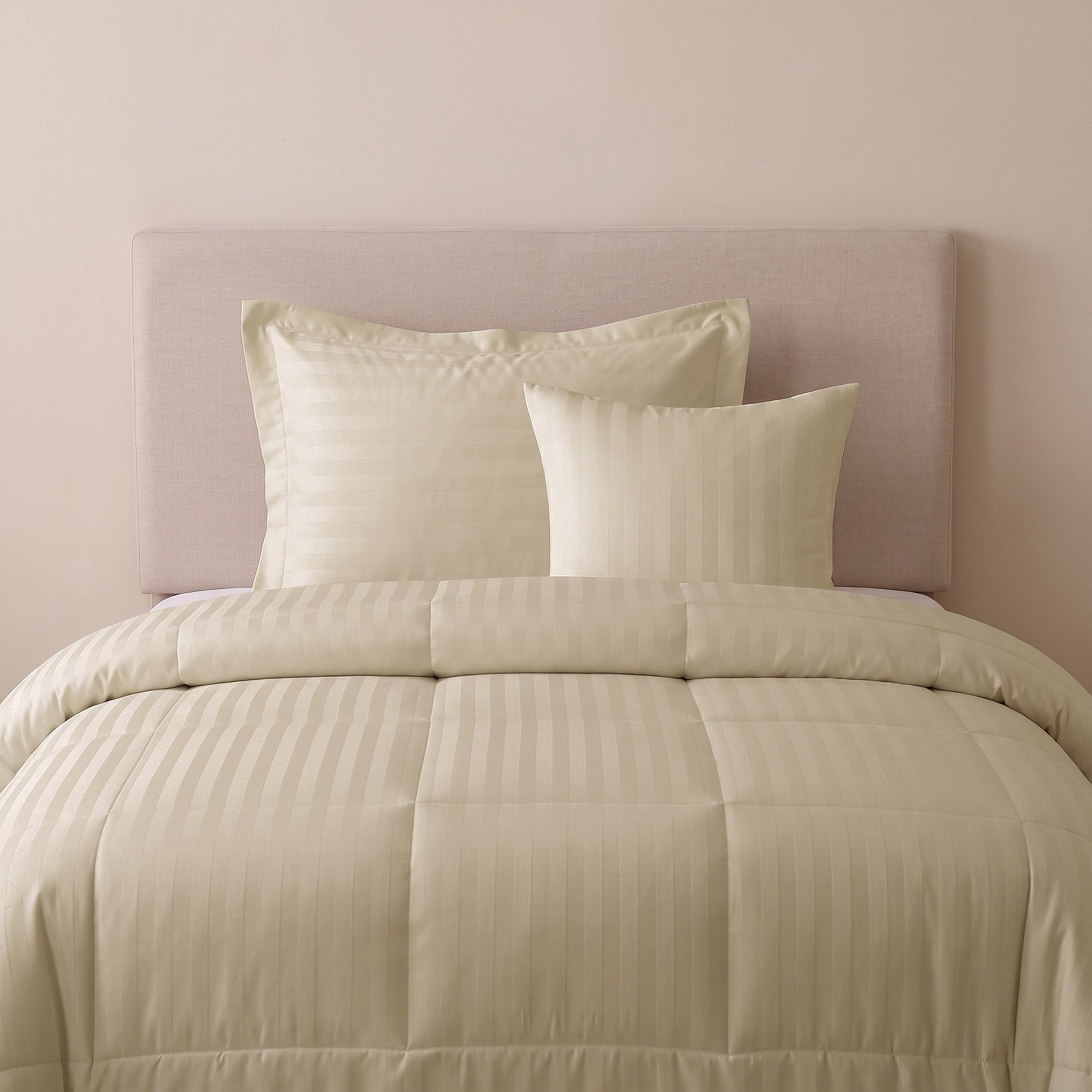 Stannford 3-Piece Hotel Satin Stripe Microfiber Twin Comforter Set - 160x220 cm-hbxbedroom-bedding-comfortersets-image-2
