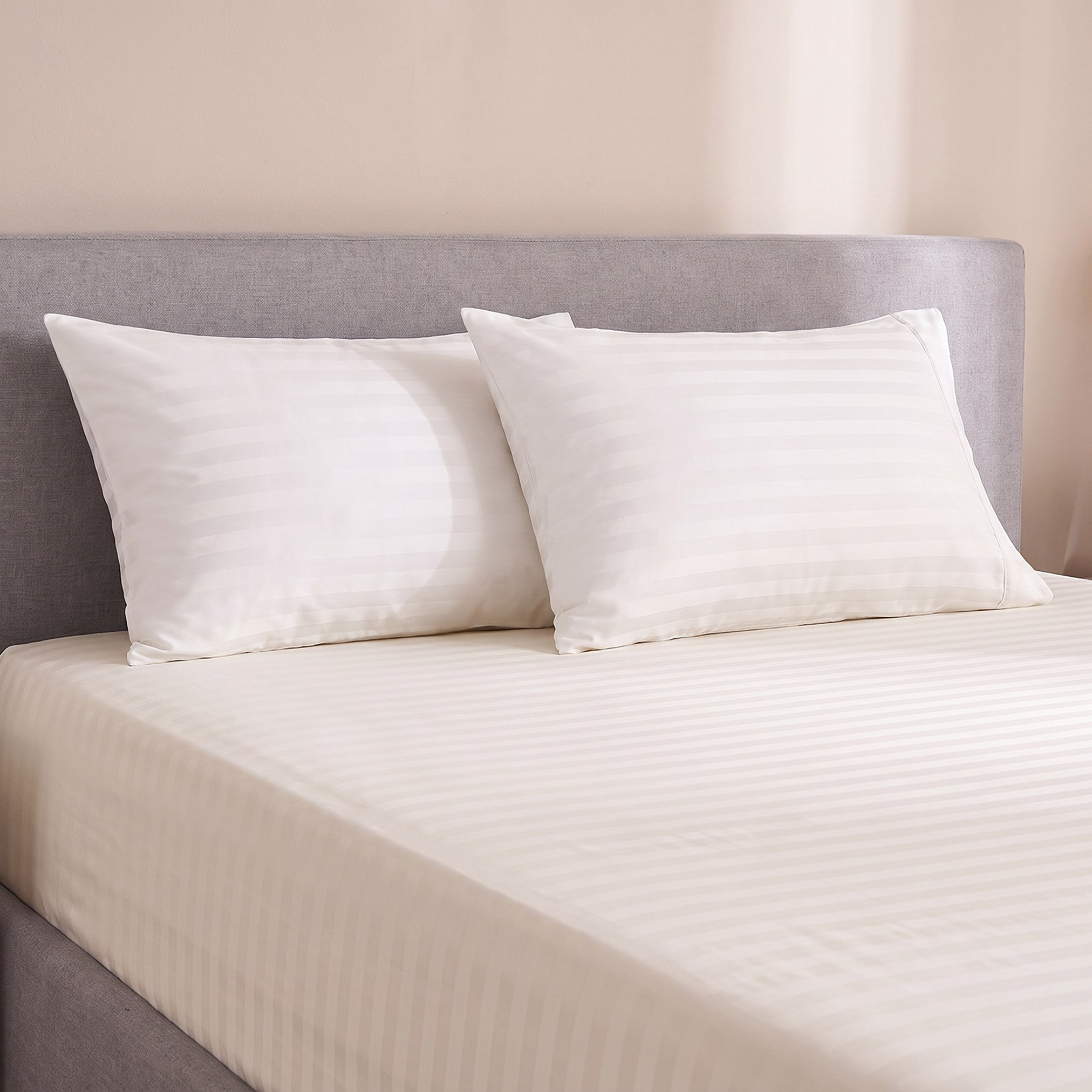 Standford 3-Piece Hotel Thin Embossed Stripe Microfibre King Fitted Sheet Set - 180x200+35 cm-hbxbedroom-bedding-comfortersets-image-1
