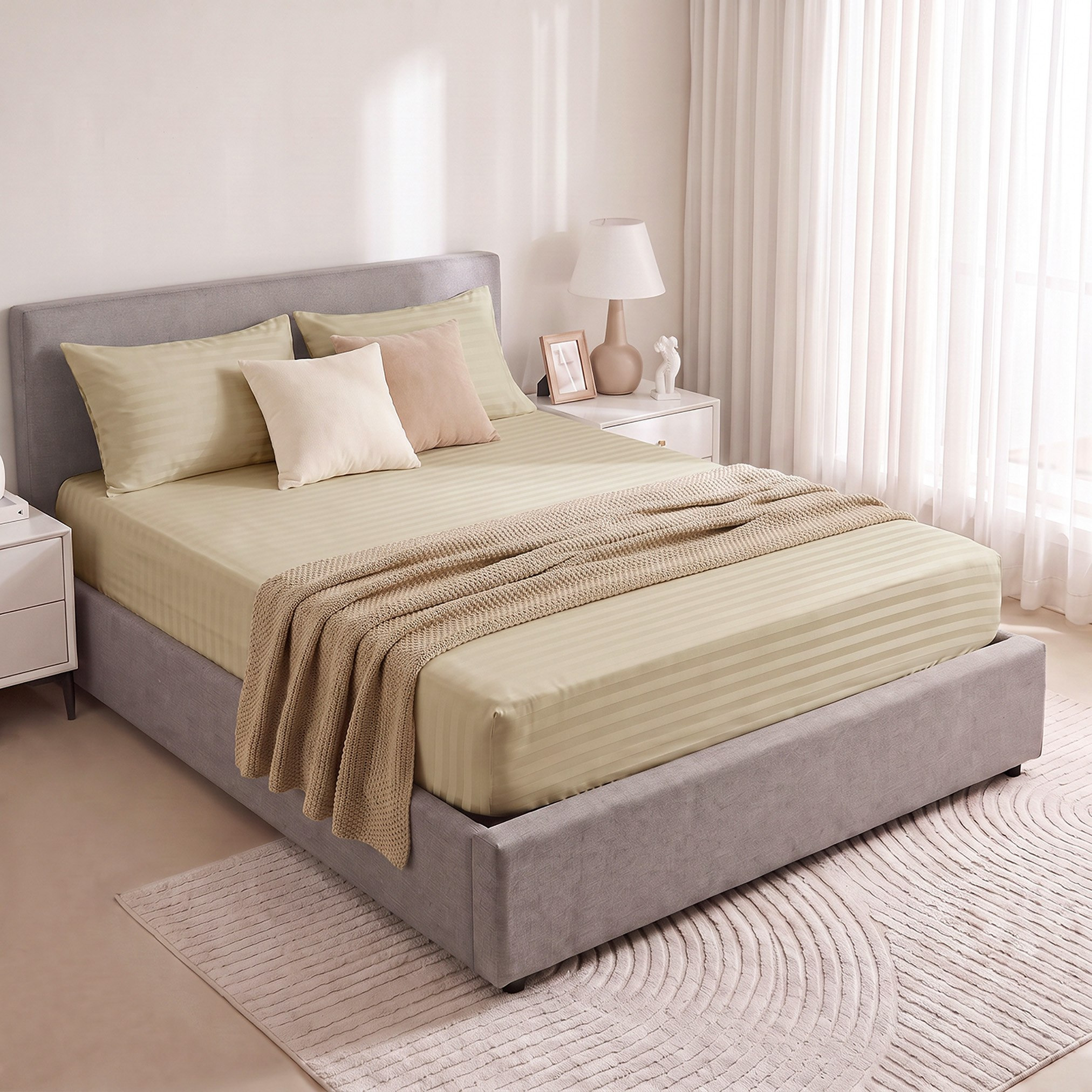 Standford 3-Piece Hotel Thin Embossed Stripe Microfibre King Fitted Sheet Set - 180x200+35 cm-hbxhomeware-bedding-fittedsheets-image-9