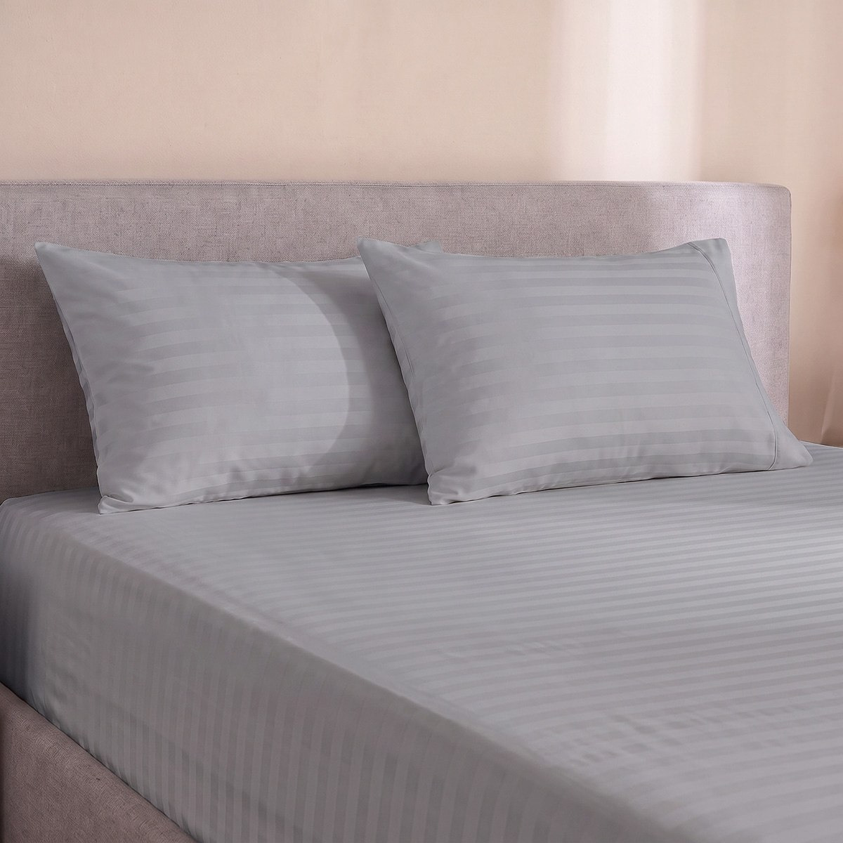 Standford 3-Piece Hotel Thin Embossed Stripe Microfibre Super Queen Fitted Sheet Set -  160x200+35cm-hbxhomeware-bedding-fittedsheets-image-1