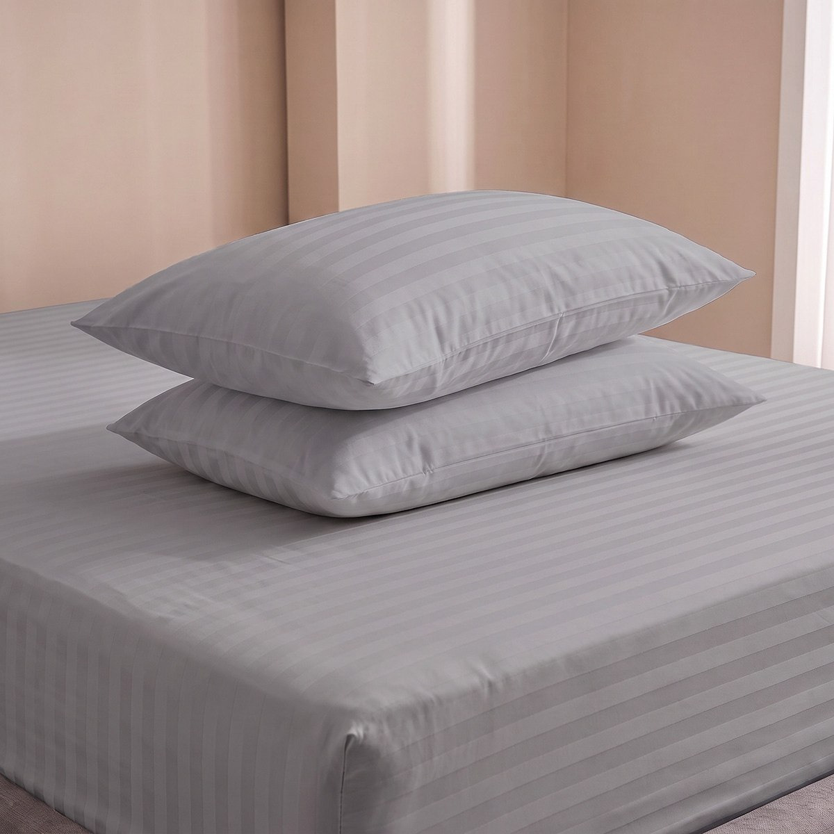 Standford 3-Piece Hotel Thin Embossed Stripe Microfibre Super Queen Fitted Sheet Set -  160x200+35cm-hbxhomeware-bedding-fittedsheets-image-4