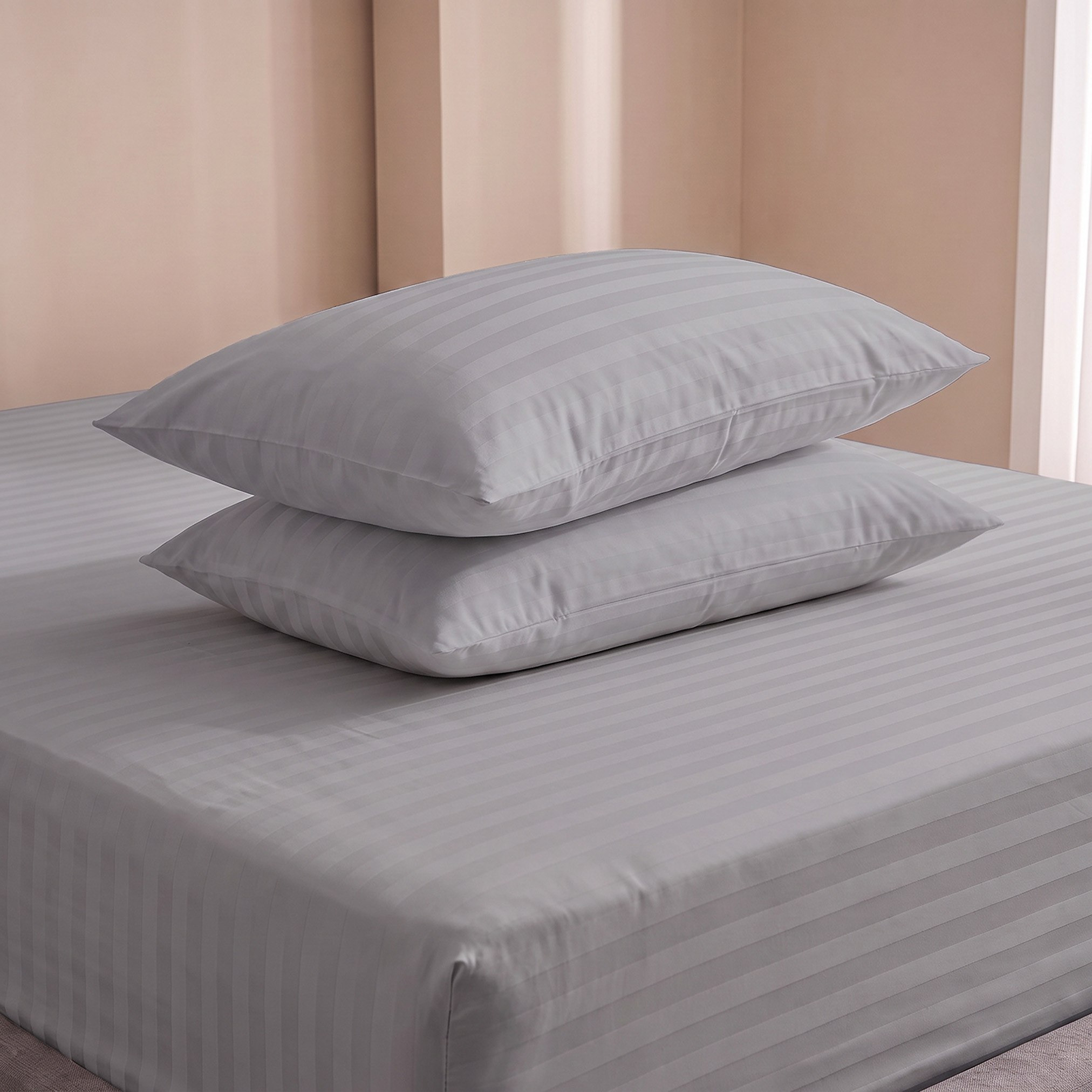 Standford 3-Piece Hotel Thin Embossed Stripe Microfibre King Fitted Sheet Set - 180x200+35 cm-hbxhomeware-bedding-fittedsheets-image-4
