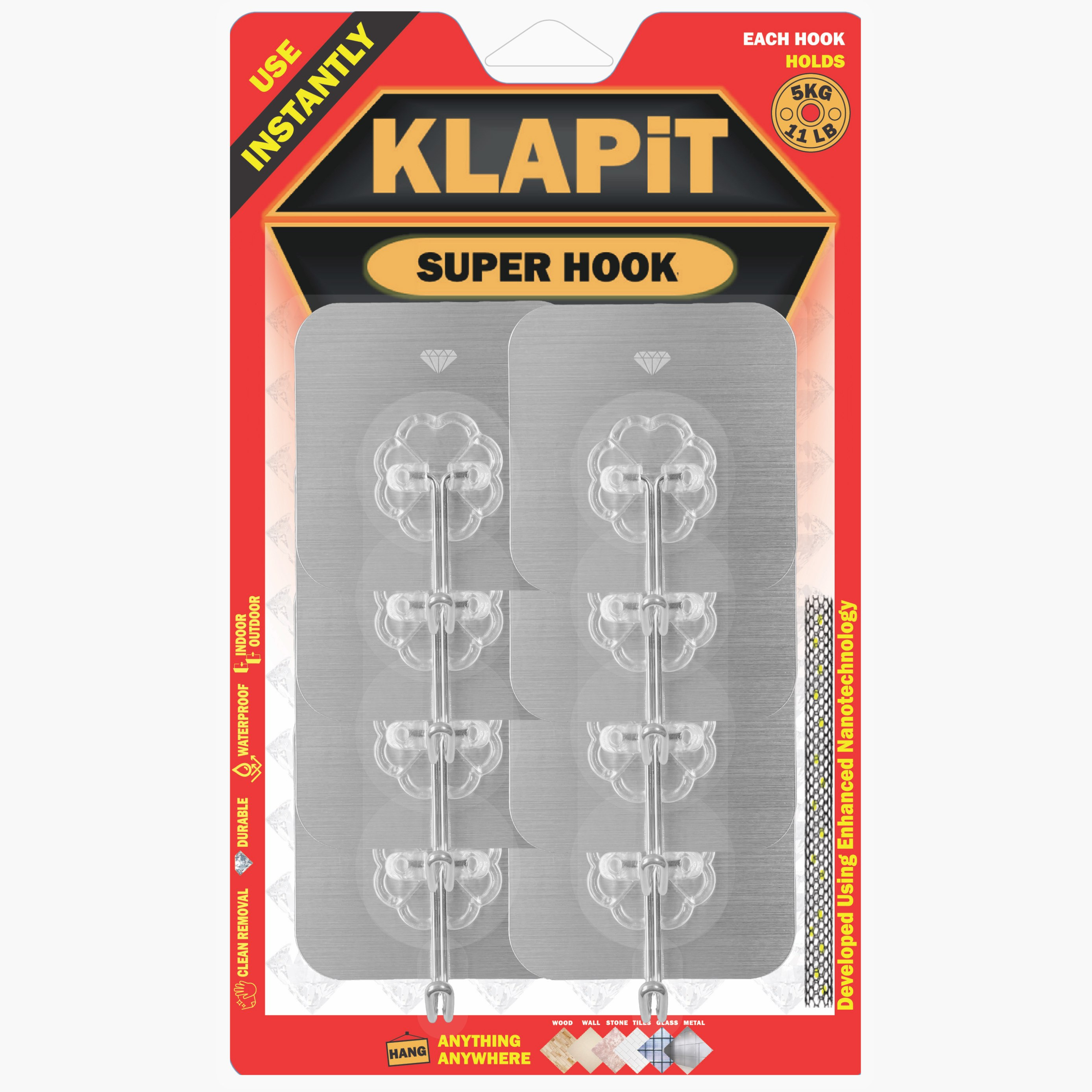 طقم خطافات فائقة القوة 8 قطع من كلابت-hbxbathroom-bathaccessories-showercaddiesandwallhooks-image-1