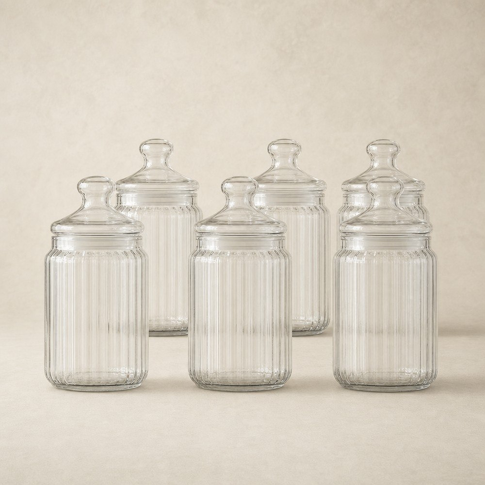Luminarc 6-Piece Pot Club Glass Jar Set - 1000 ml-hbxhomeware-kitchenware-containersandjars-image-1