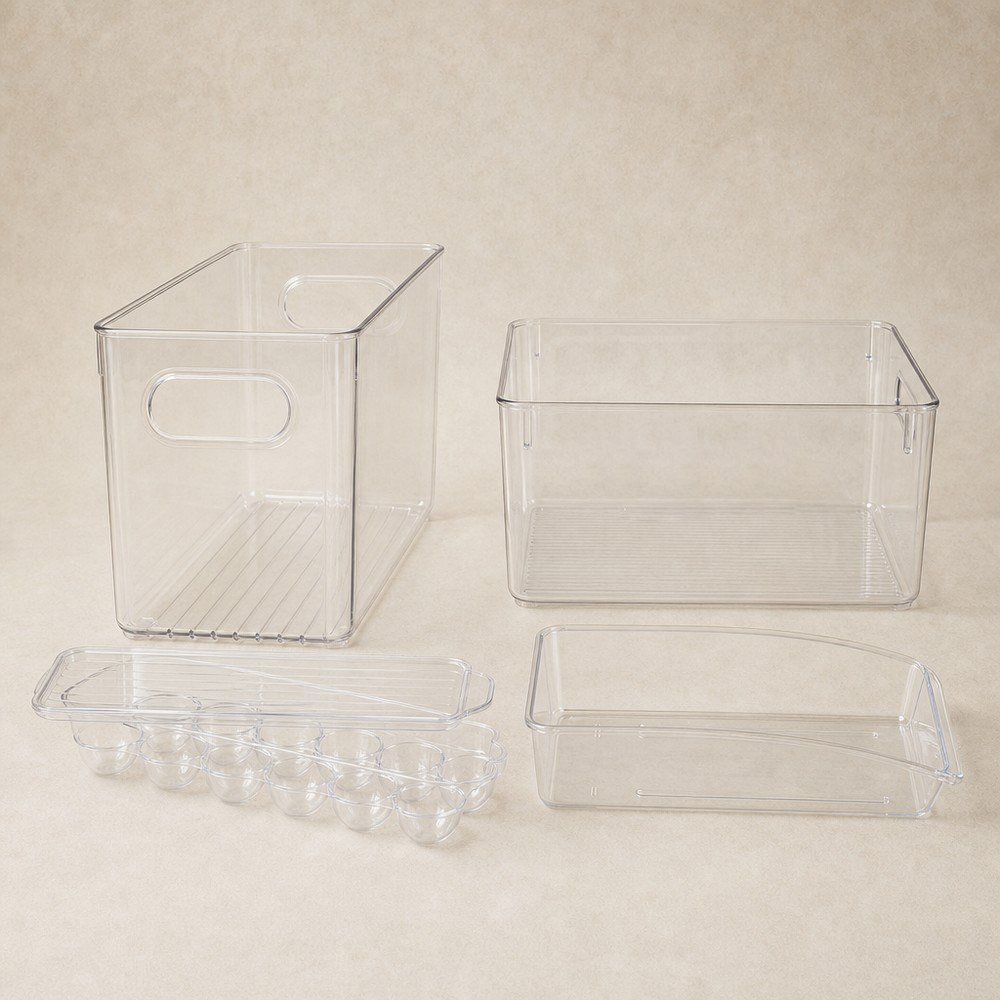 طقم منظمات الثلاجة الشفاف من بيسك - 4 قطع-hbxhomeware-storageandorganization-kitchenandfridgeorganisers-image-1