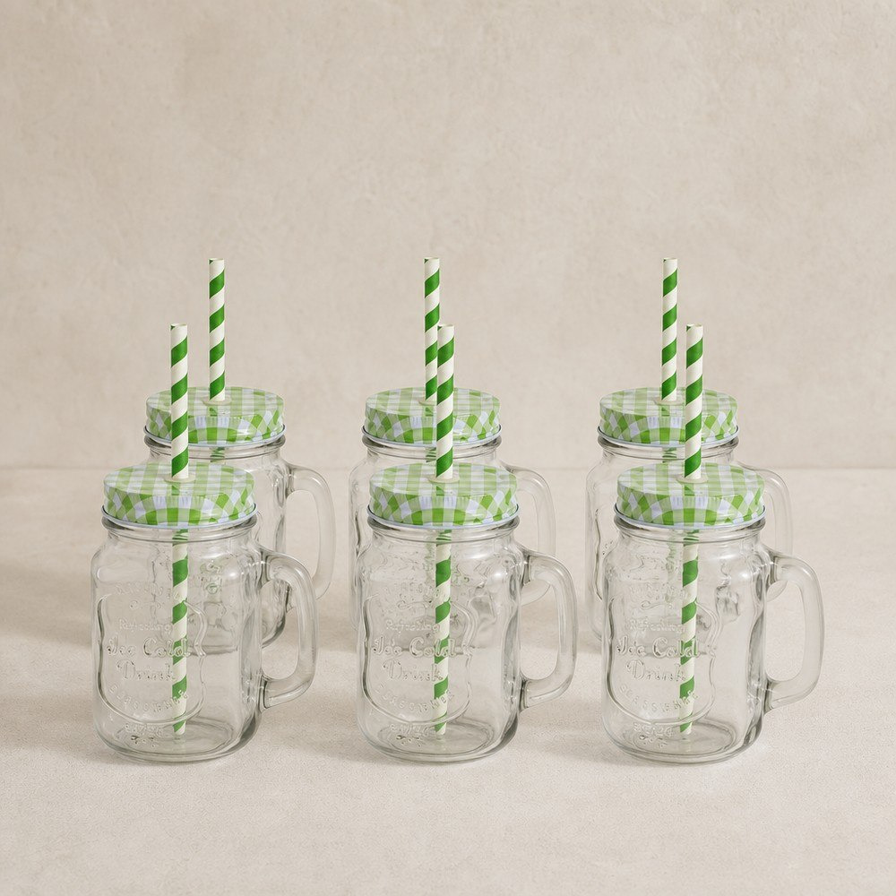 طقم جرّات ماسون 6 قطع من إسنشيال - 450 مل-hbxdecorandfurnishings-tabletop-glassware-image-1