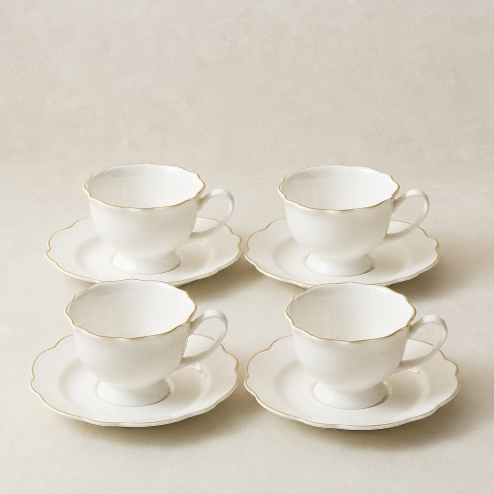 Ivory 4-Piece Cup & Saucer Set - 90 ml-hbxhomeware-diningandtabletop-coffeeandteasets-image-1