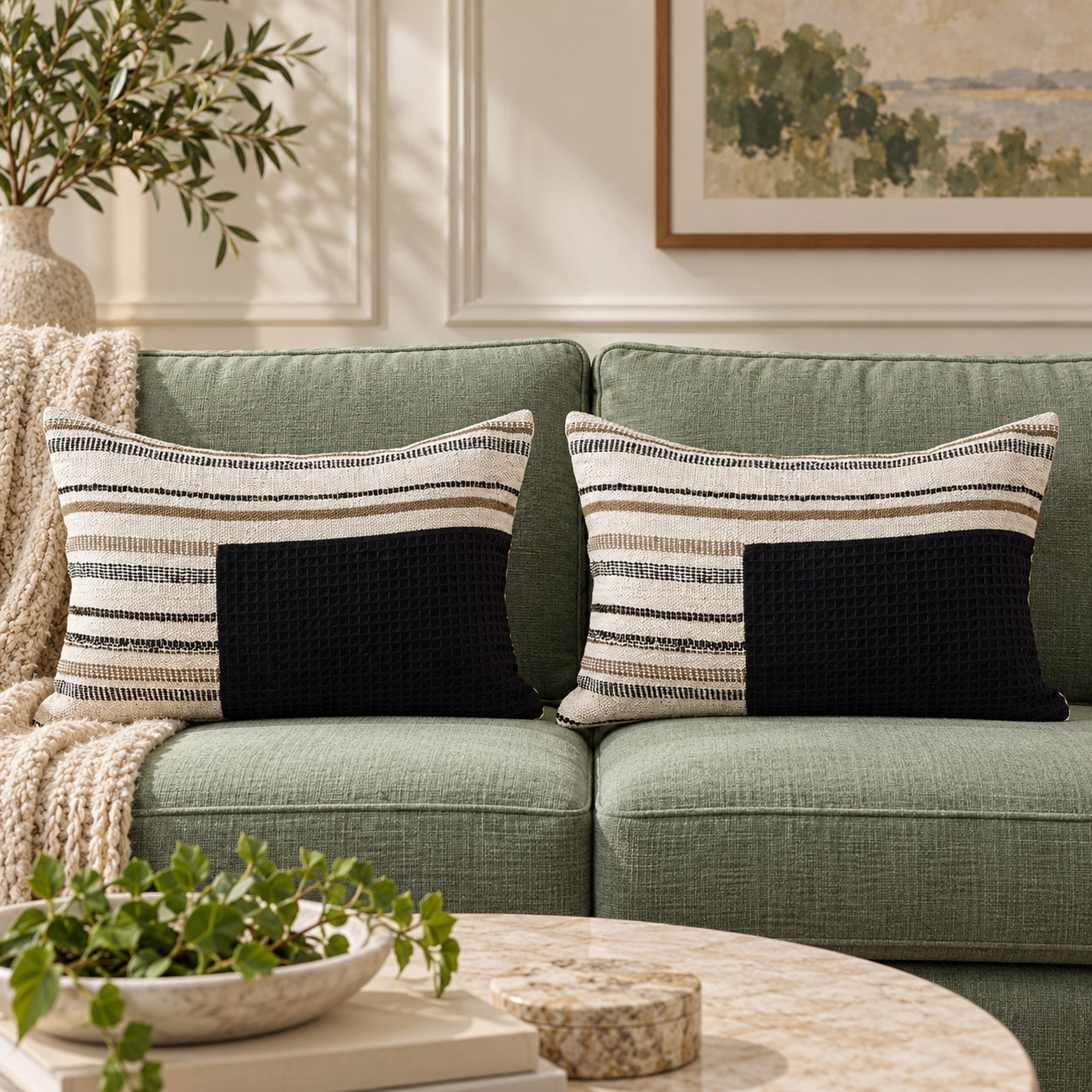 وسادة محشوة من مونوكروم - طقم من قطعتين-hbxlivingroom-furnishings-cushionsandcovers-filledcushions-image-1