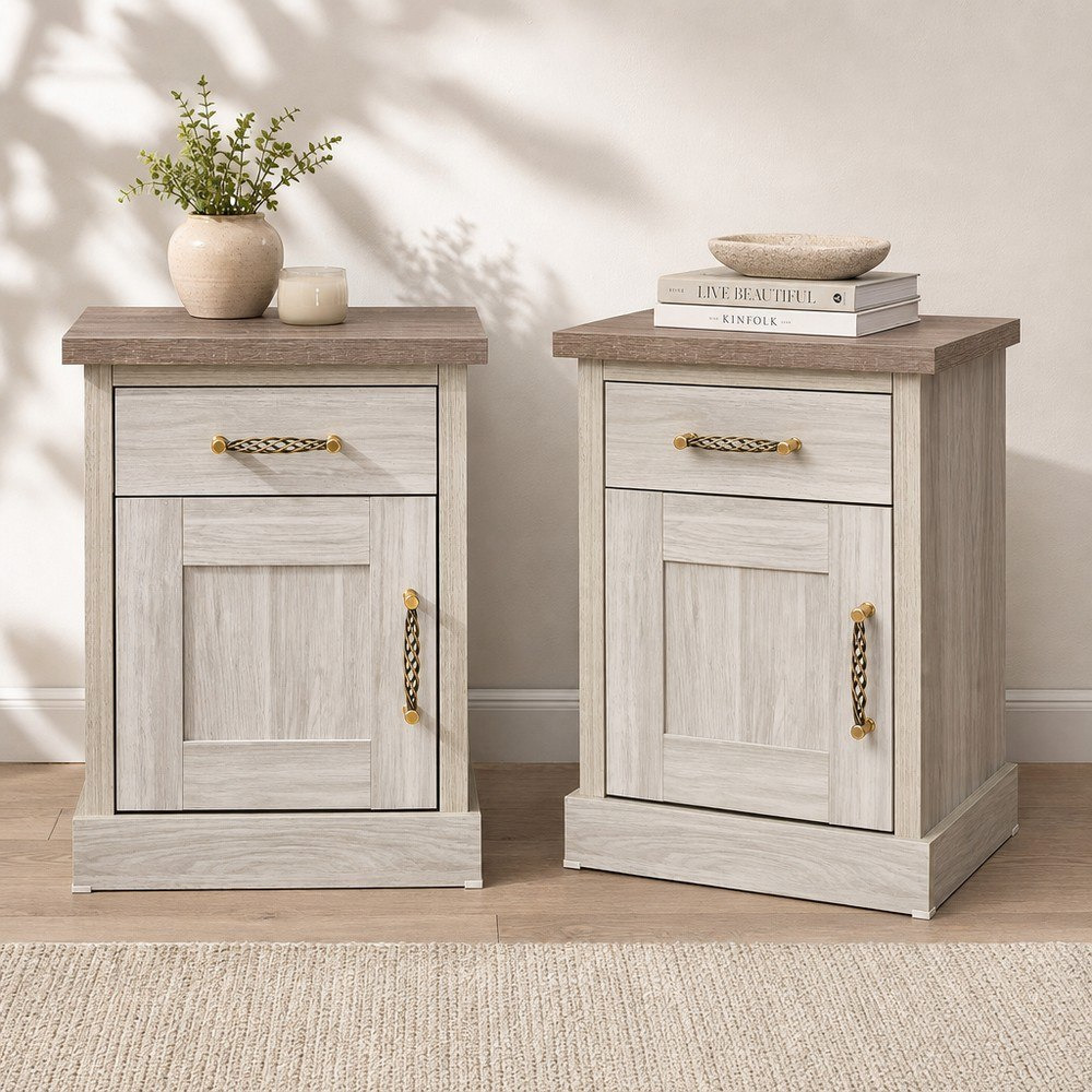 طقم طاولة سرير جانبية بدرج وباب قطعتين من أنجليك-hbxfurniture-bedroom-nightstands-image-1