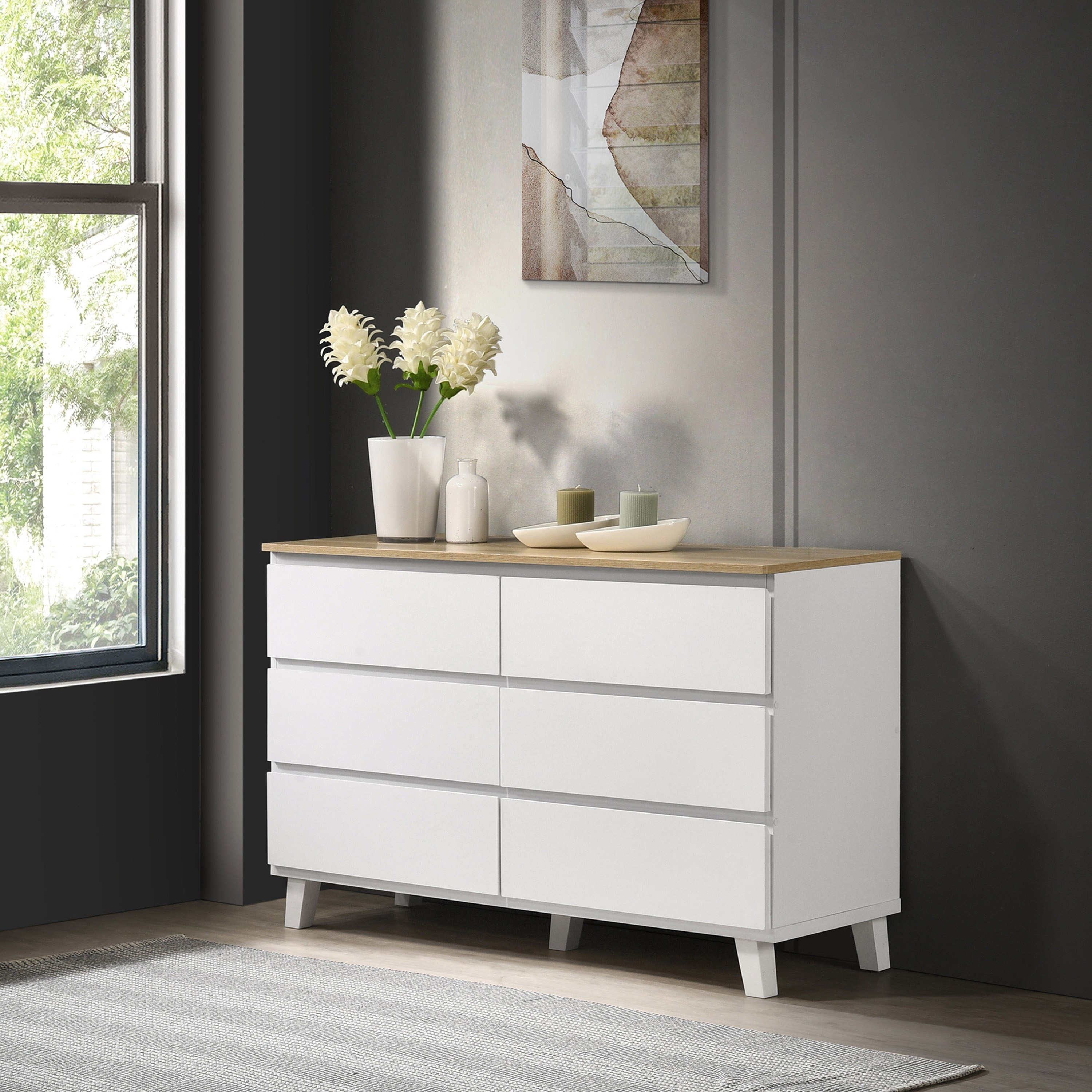 طقم طاولة سرير جانبية بدرجين مع تسريحة من كولستورب - 3 قطع-hbxfurniture-bedroom-dressersandmirrors-image-7