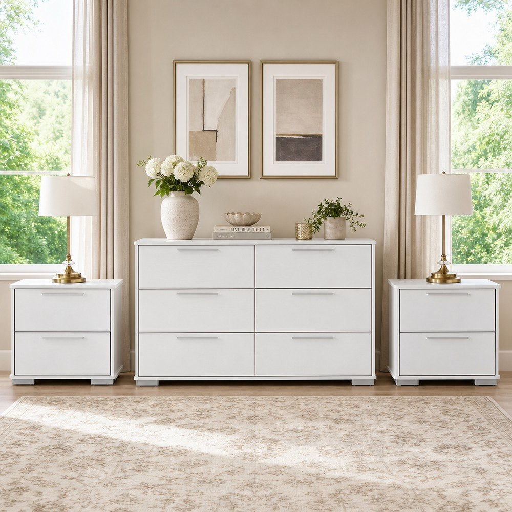 طقم طاولة سرير جانبية درجين عدد 2 مع طاولة زينة من فرانكفورت-hbxfurniture-bedroom-dressersandmirrors-image-1