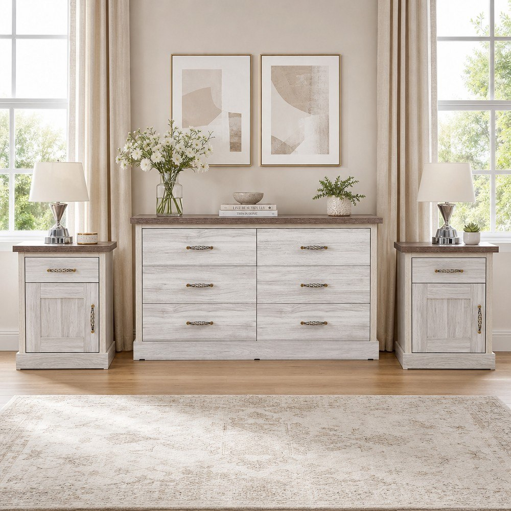 Angelic 2-Piece 1-Door 1-Drawer Nightstand Set with Dresser-hbxfurniture-bedroom-dressersandmirrors-image-1