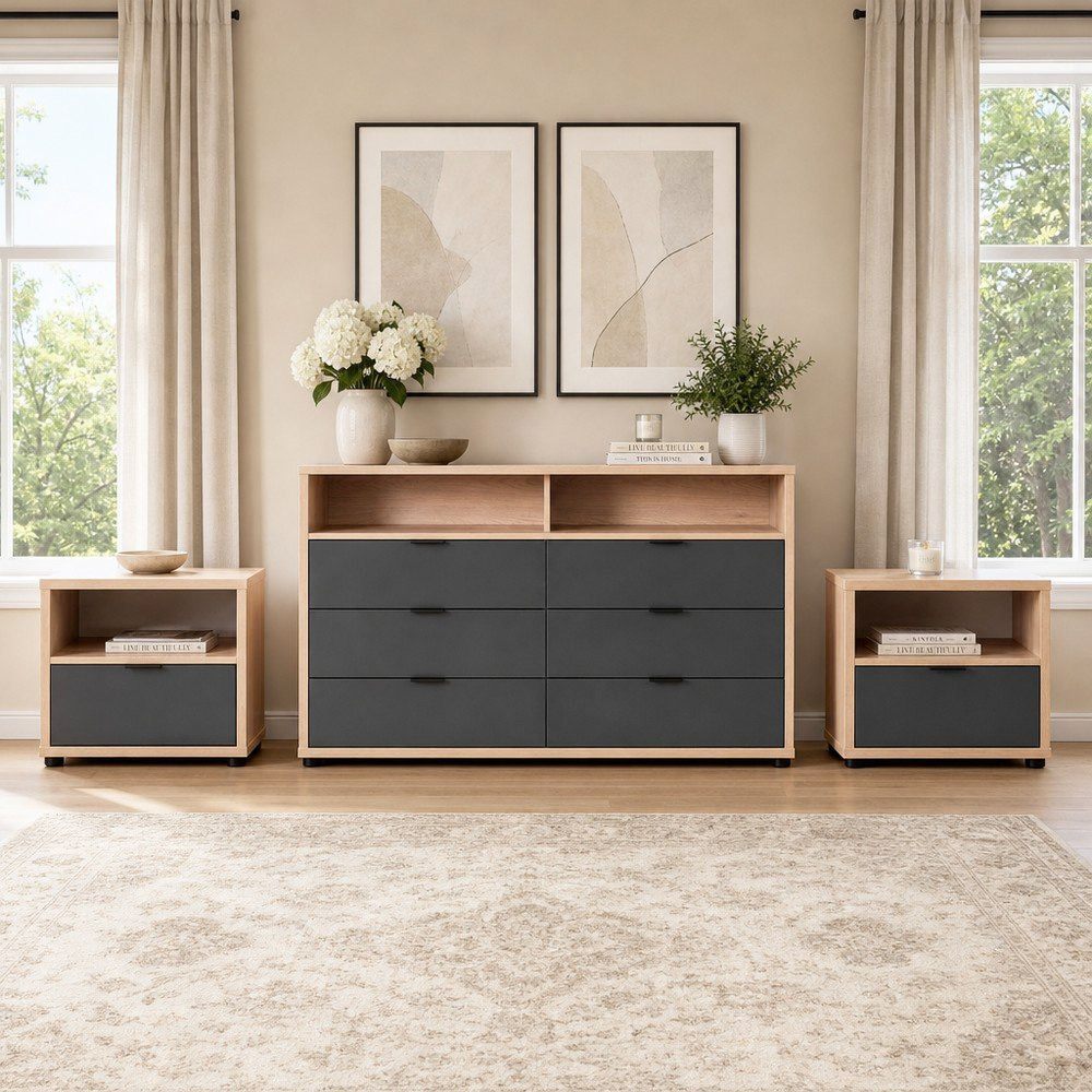 Orion Chester 1-Drawer Nightstand Set with Dresser - Set of 3-hbxfurniture-bedroom-dressersandmirrors-image-1