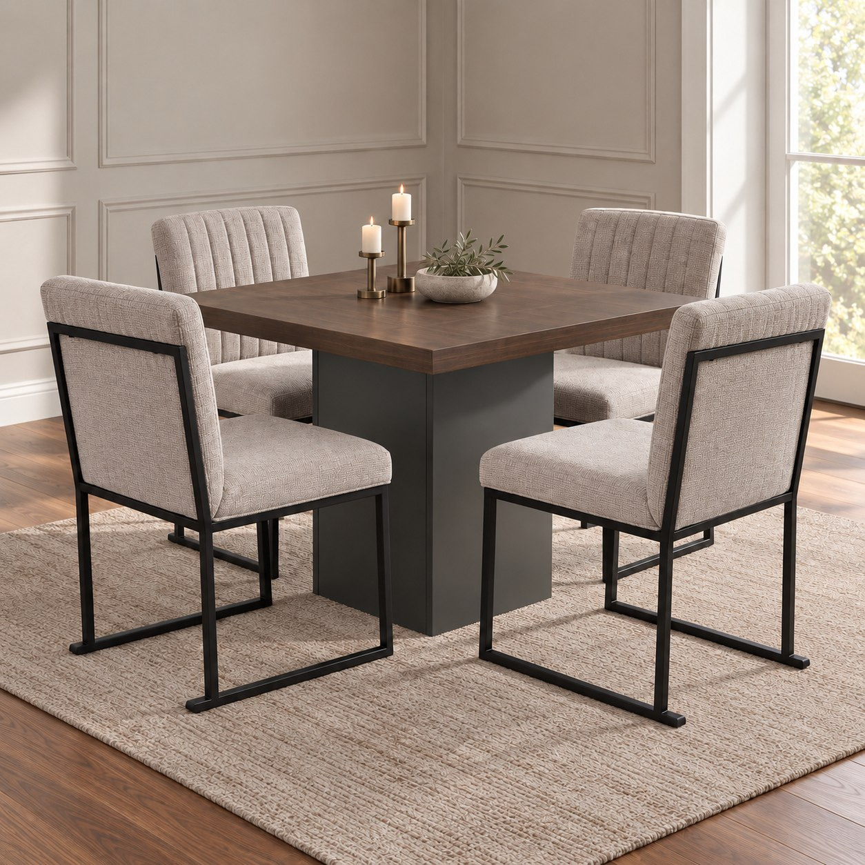 Winchester Iris 4-Seater Square Dining Set-hbxdiningroom-diningtablesandsets-diningsets-fourseater-image-1