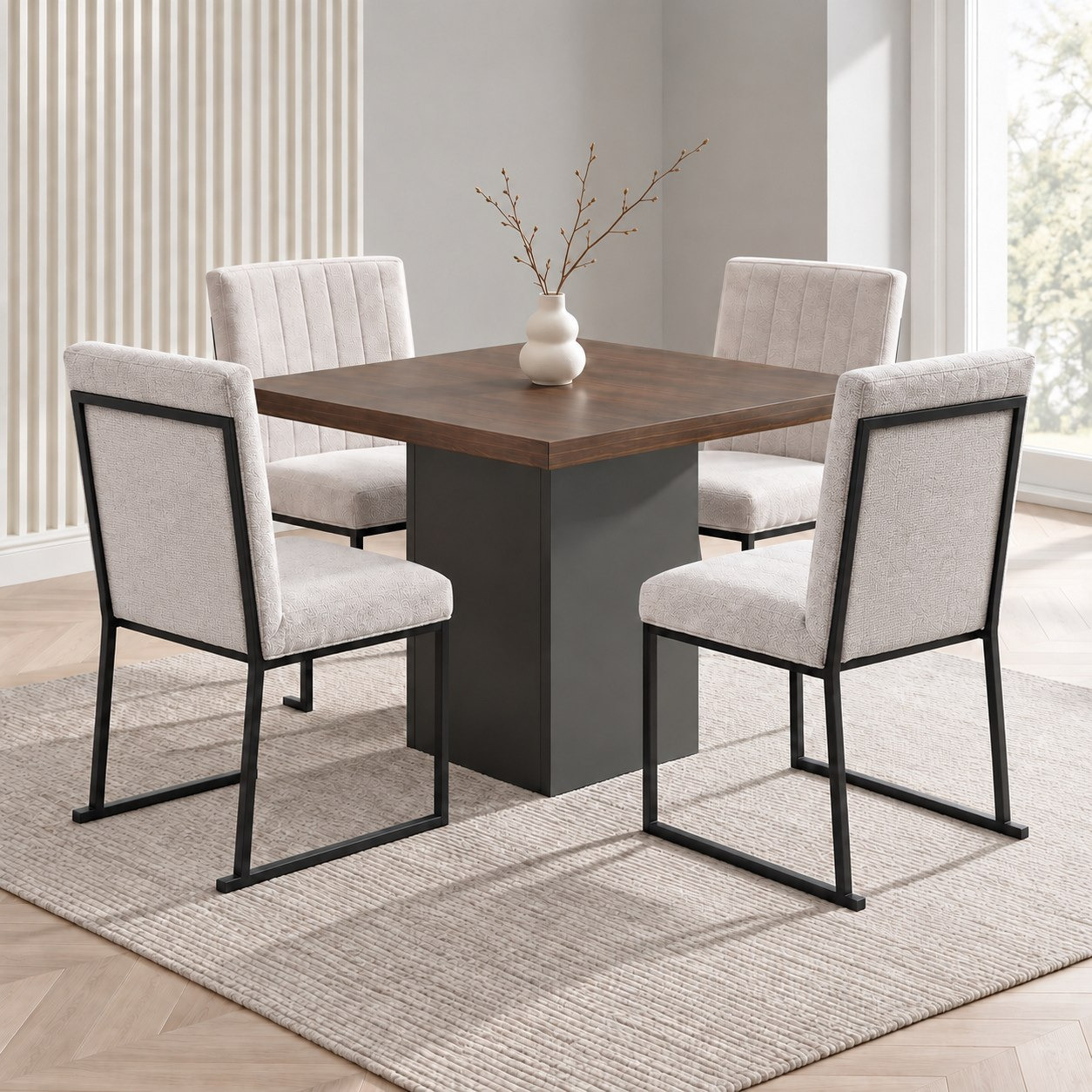 طقم سفرة مربع بـ4 مقاعد من وينشستر آيريس-hbxdiningroom-diningtablesandsets-diningsets-fourseater-image-1