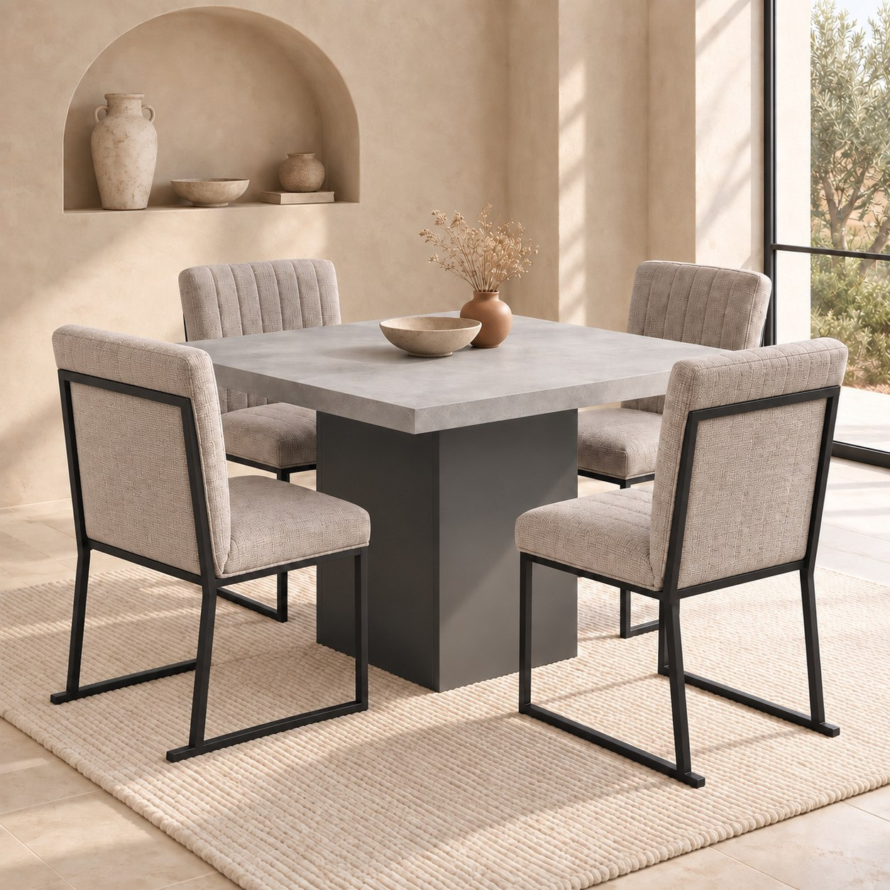 Winchester Iris 4-Seater Extra Large Square Dining Set-hbxdiningroom-diningtablesandsets-diningsets-fourseater-image-1