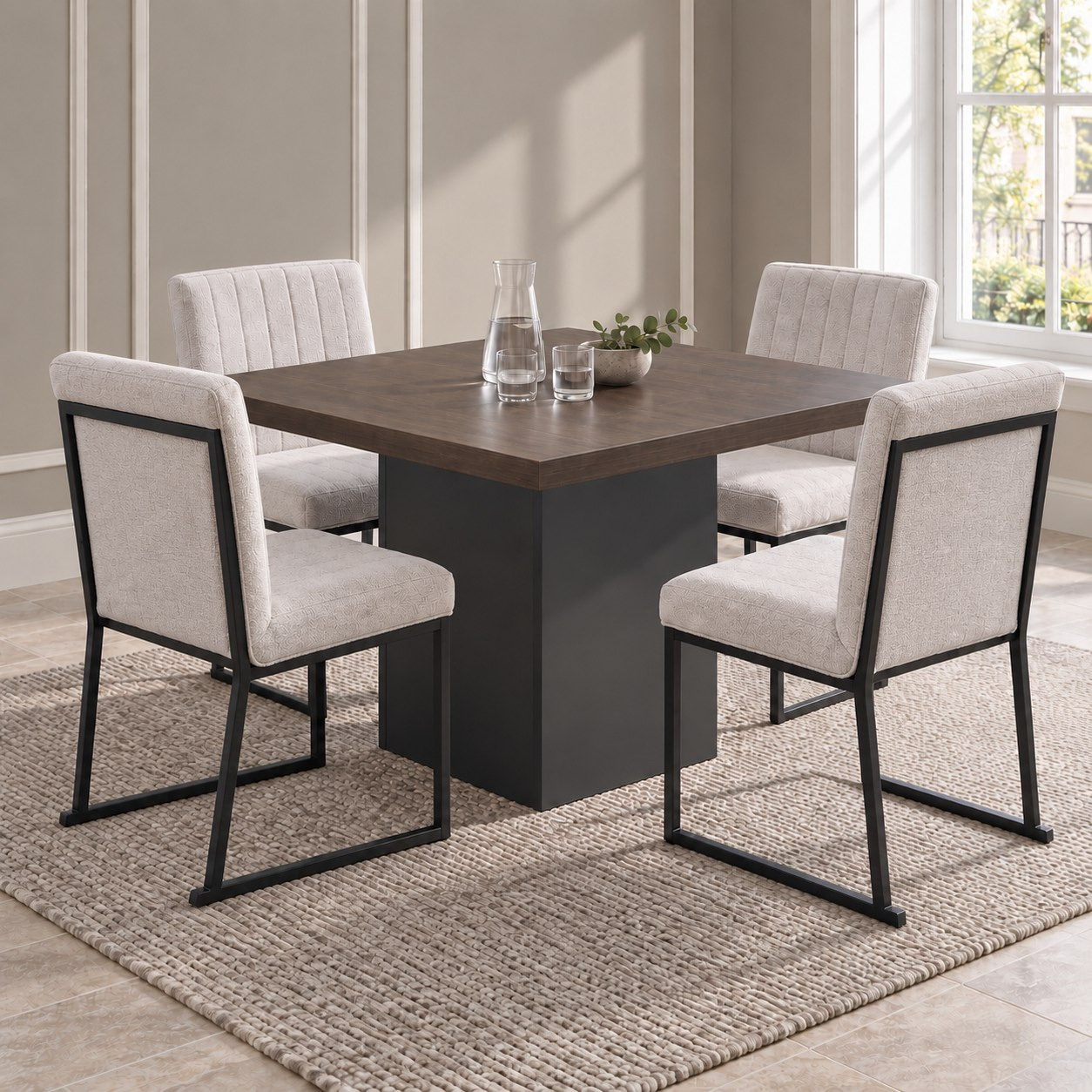 Winchester Iris 4-Seater Extra Large Square Dining Set-hbxdiningroom-diningtablesandsets-diningsets-fourseater-image-1