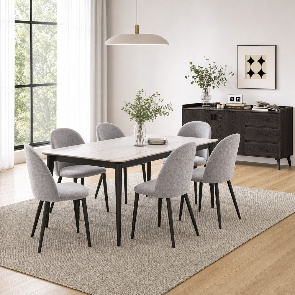 طقم سفرة بسطح حجر ملبد 6 مقاعد مع خزانة جانبية من فاليريا أدرا-hbxfurniture-diningtablesandsets-diningsets-sixseater-image-1