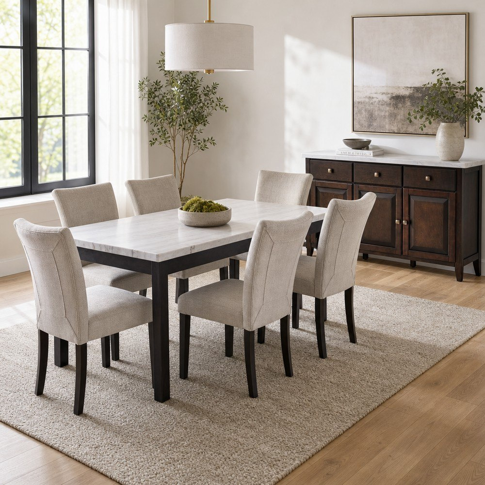 Orlando 6-Seater Genuine Marble Top Dining Set with Sideboard-hbxfurniture-diningtablesandsets-diningsets-sixseater-image-1