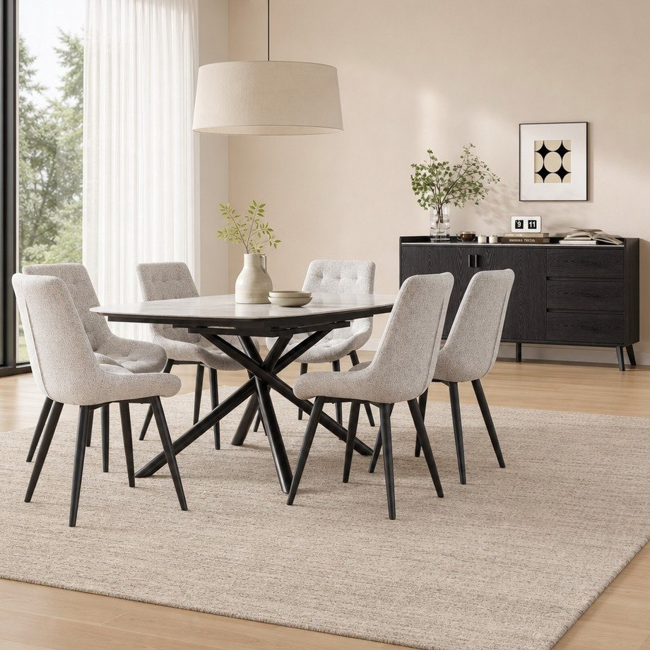 Mandy Montana Extendable 6-Seater Sintered Stone Dining Set with Marwell 1.5 Metre Sideboard-hbxfurniture-diningtablesandsets-diningsets-sixseater-image-1