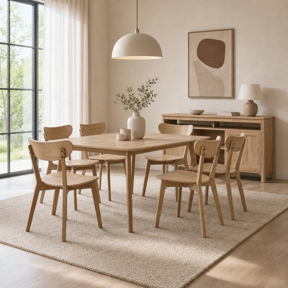 طقم سفرة 6 مقاعد مع خزانة جانبية من سكاندي لونا-hbxfurniture-diningtablesandsets-diningsets-sixseater-image-1