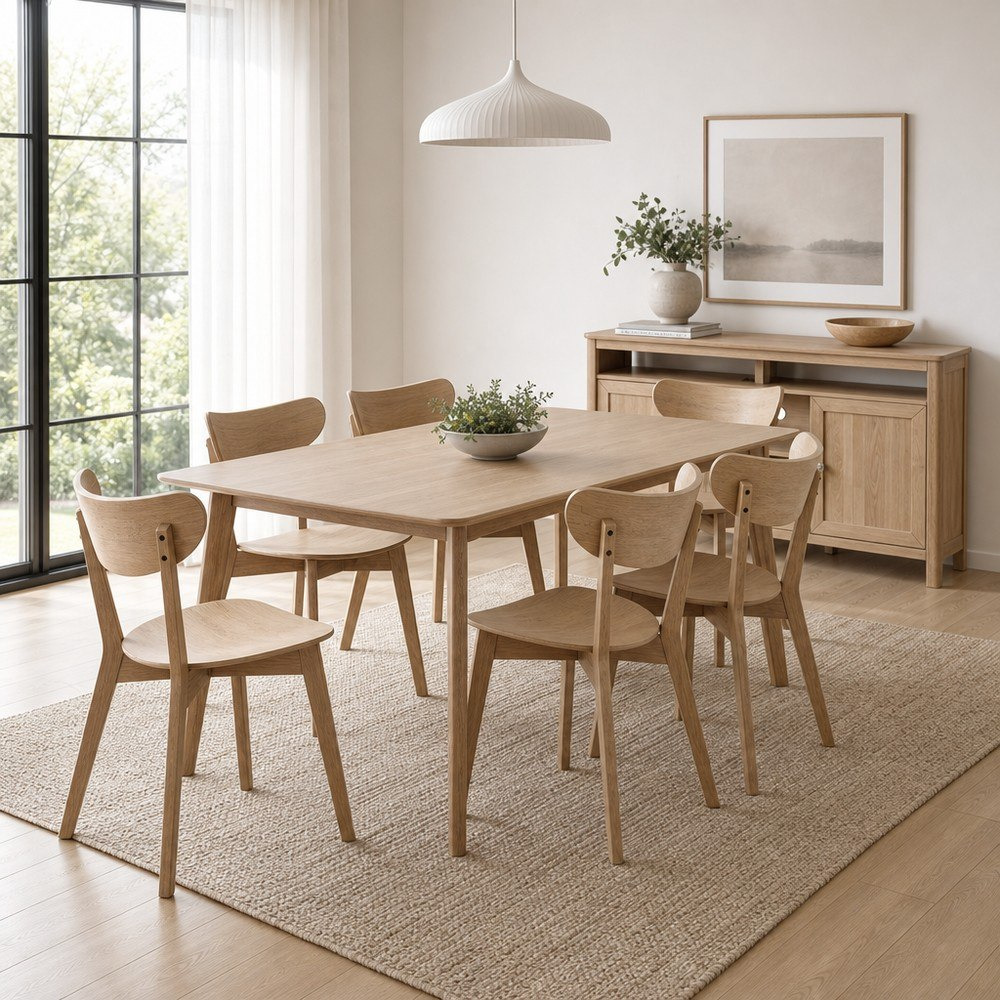 طقم طاولة سفرة لـ6 مقاعد مع خزانة جانبية من سكاندي لوما نكست-hbxfurniture-diningtablesandsets-diningsets-sixseater-image-1