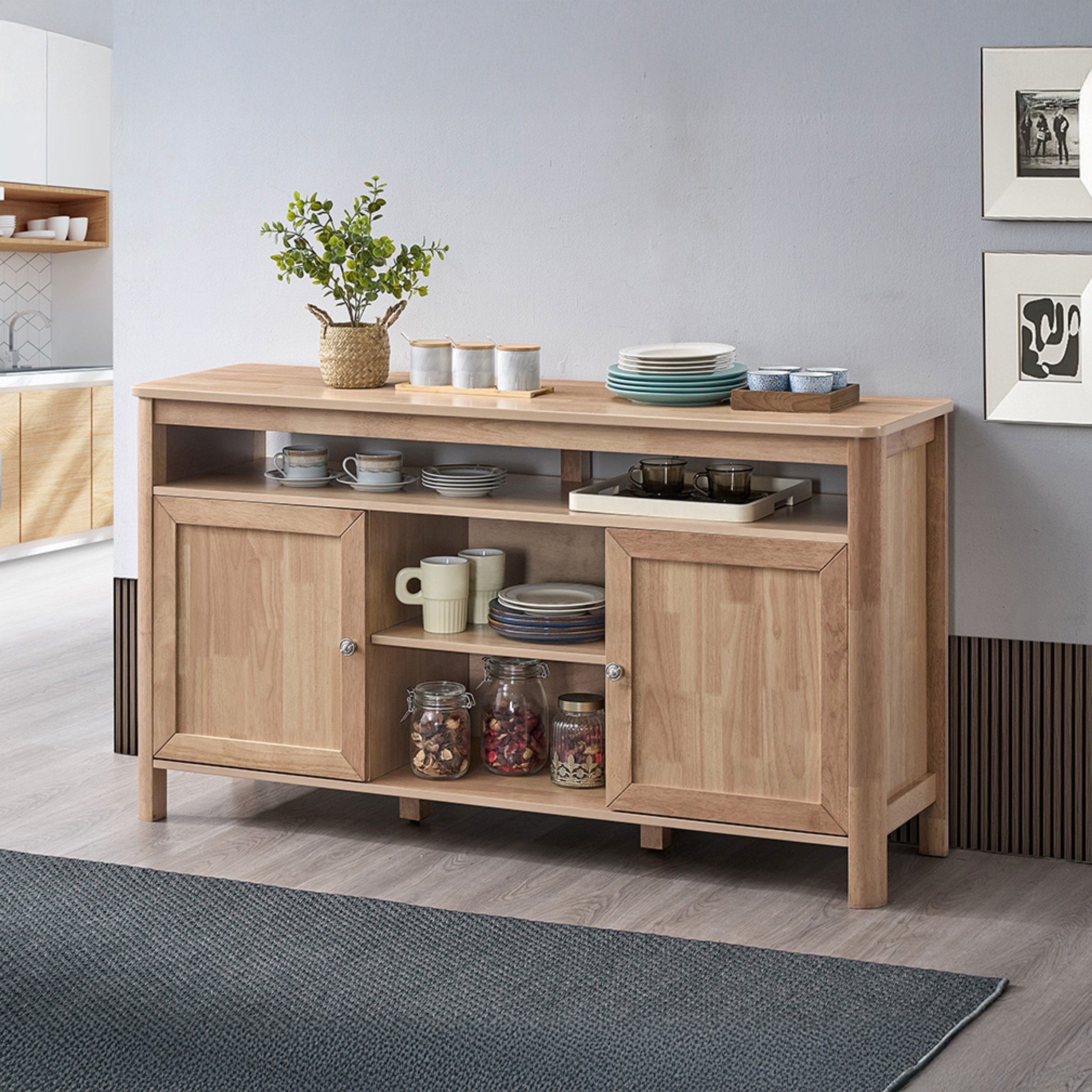 طقم طاولة سفرة لـ6 مقاعد مع خزانة جانبية من سكاندي نوردي نكست-hbxfurniture-diningtablesandsets-diningsets-sixseater-image-11