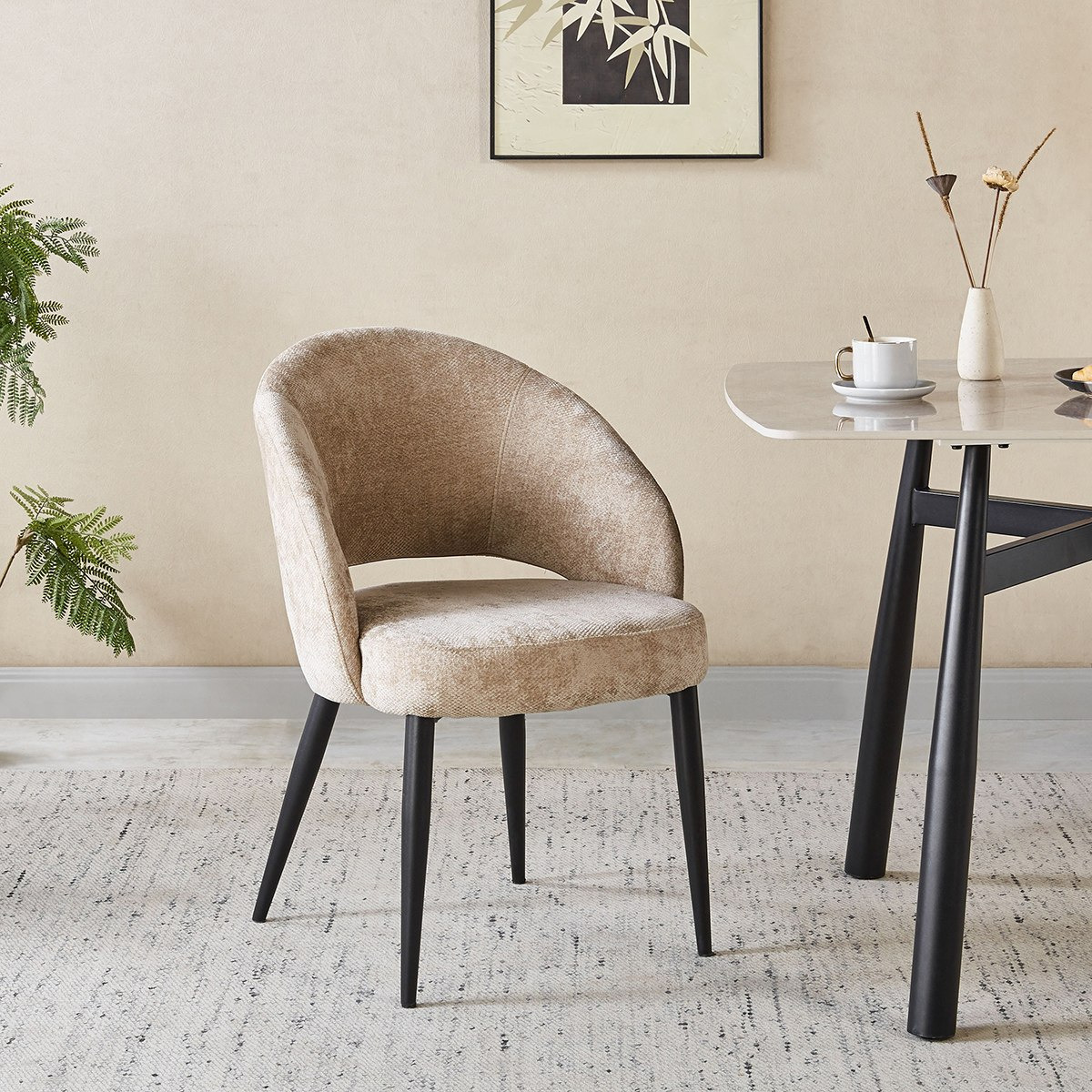 طقم سفرة 6 مقاعد بسطح رخام طبيعي مع خزانة جانبية من كافون فابيو ويلز-hbxfurniture-diningtablesandsets-diningsets-sixseater-image-7