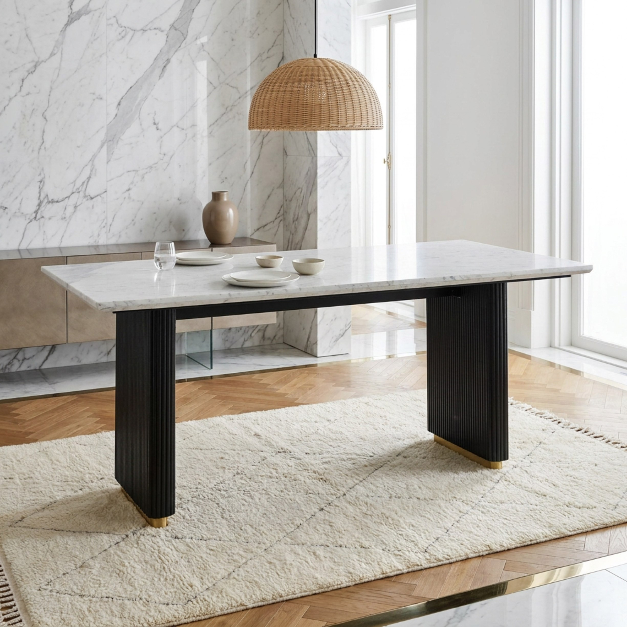 Cavon Fabio 6-Seater Genuine Marble Top Dining Set-hbxfurniture-diningtablesandsets-diningsets-sixseater-image-2
