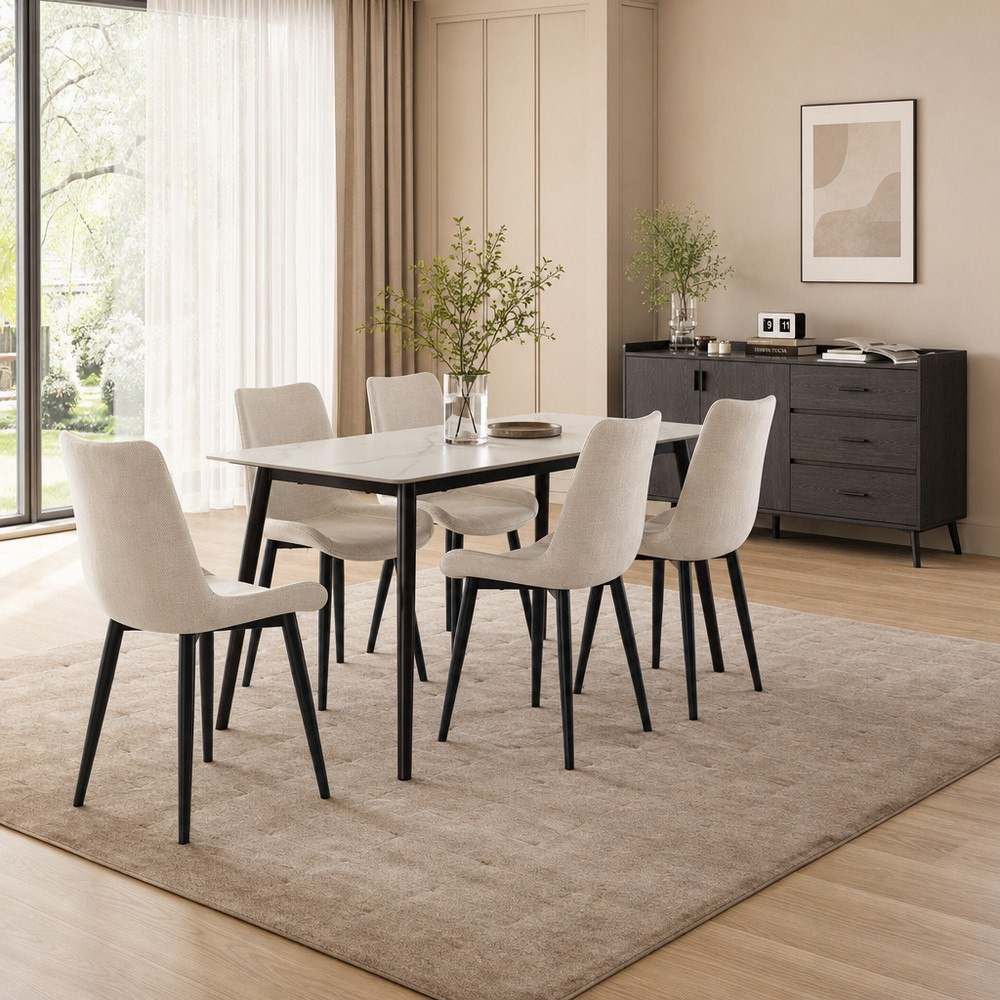 طقم طاولة سفرة حجر ملبّد 6 مقاعد وبوفيه مارويل 1.5 متر من روما مارويل إكس إل-hbxfurniture-diningtablesandsets-diningsets-sixseater-image-1