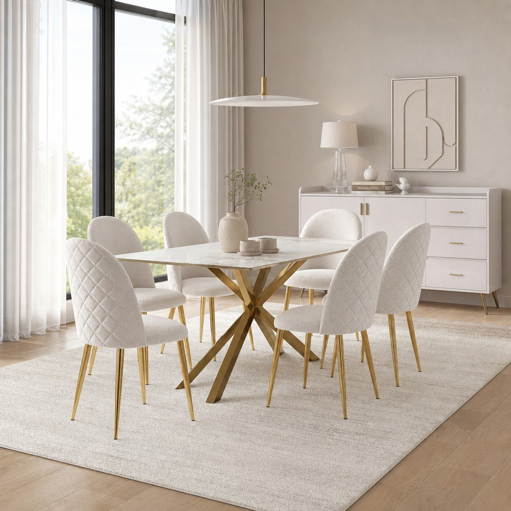 Welwick 6-Seater Sintered Stone Dining Set with Pearl 1.5 M Sideboard-hbxfurniture-diningtablesandsets-diningsets-sixseater-image-1