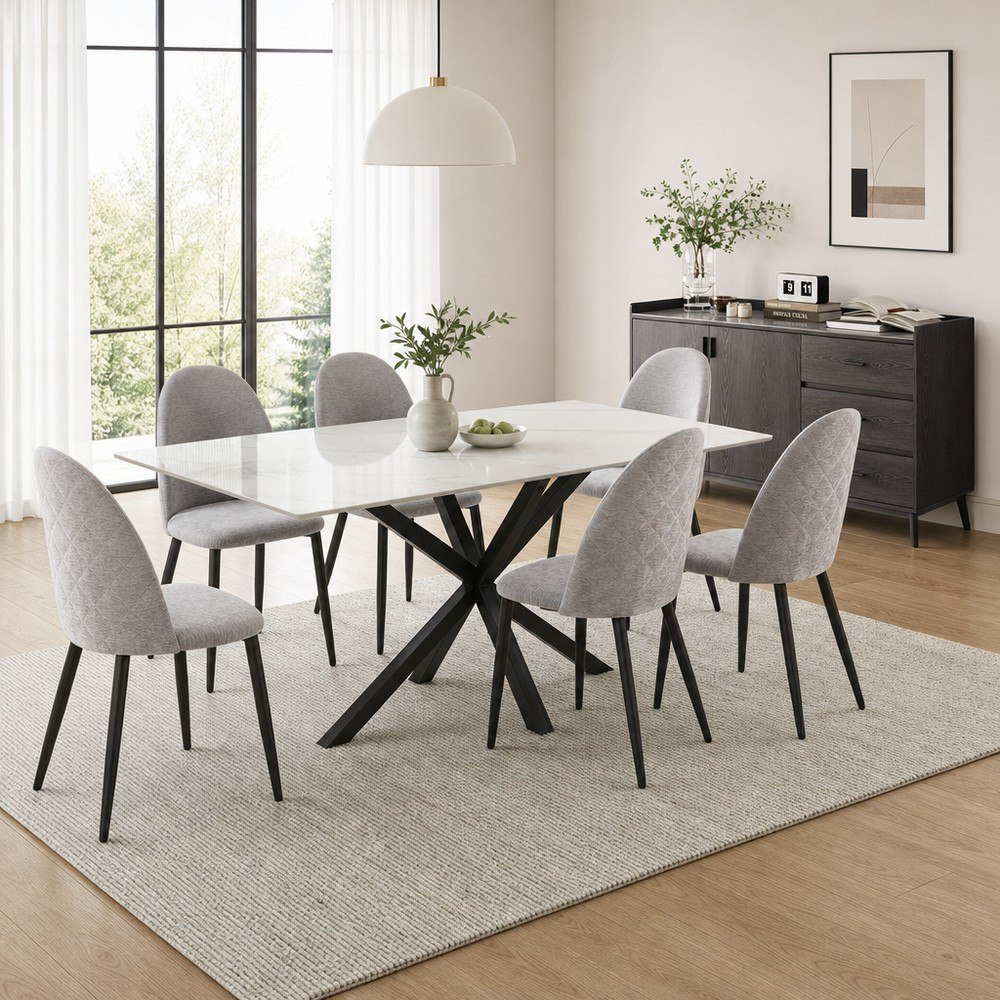 Welwick 6-Seater Sintered Stone Dining Set with Marwell 1.5 M Sideboard-hbxfurniture-diningtablesandsets-diningsets-sixseater-image-1