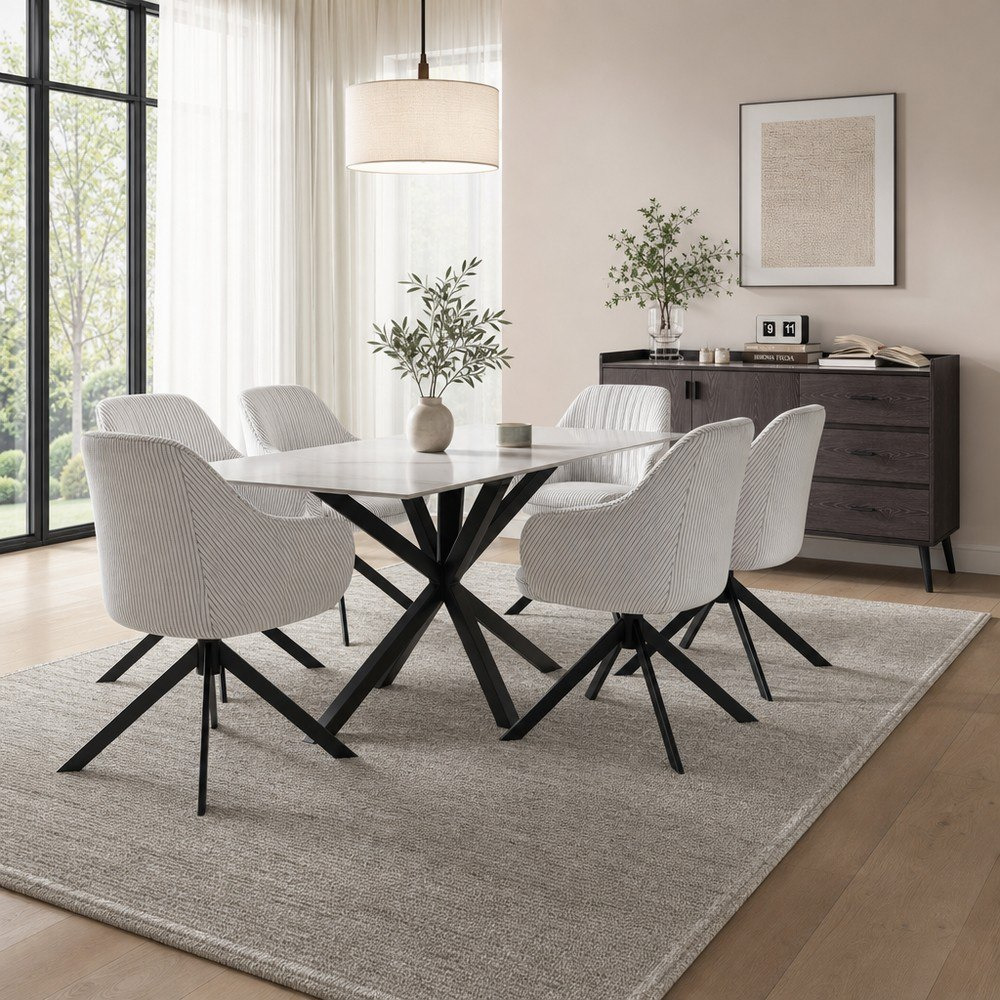 Welwick Winchester 6-Seater Sintered Stone Dining Set with Marwell 1.5 M Sideboard-hbxfurniture-diningtablesandsets-diningsets-sixseater-image-1