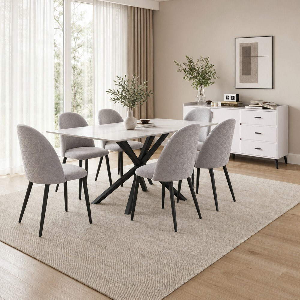 Welwick 6-Seater Sintered Stone Dining Set with Marwell 1.5 Metre Sideboard-hbxfurniture-diningtablesandsets-diningsets-sixseater-image-1