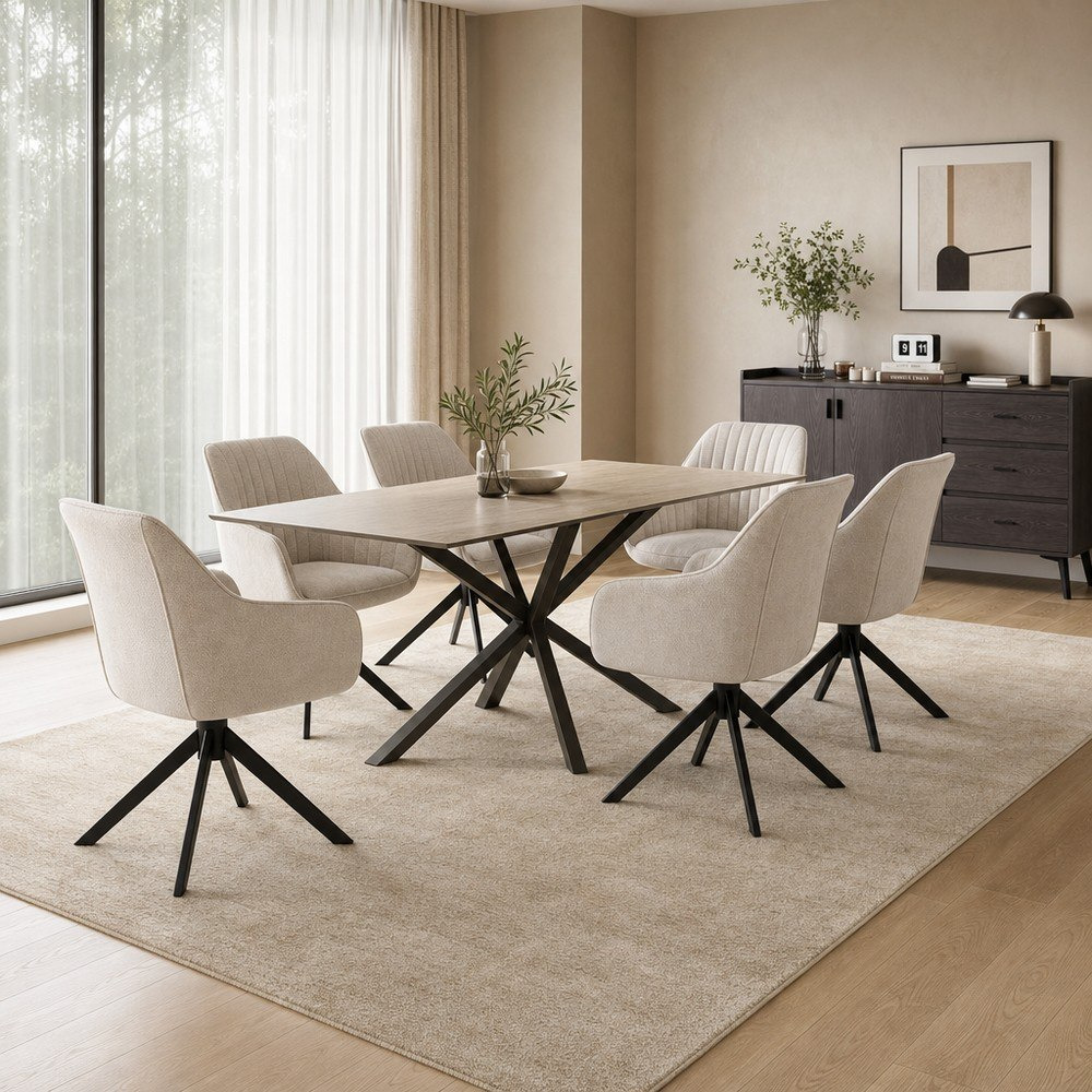Welwick Winchester 6-Seater Sintered Stone Dining Set with Marwell 1.5 Metre Sideboard-hbxfurniture-diningtablesandsets-diningsets-sixseater-image-1