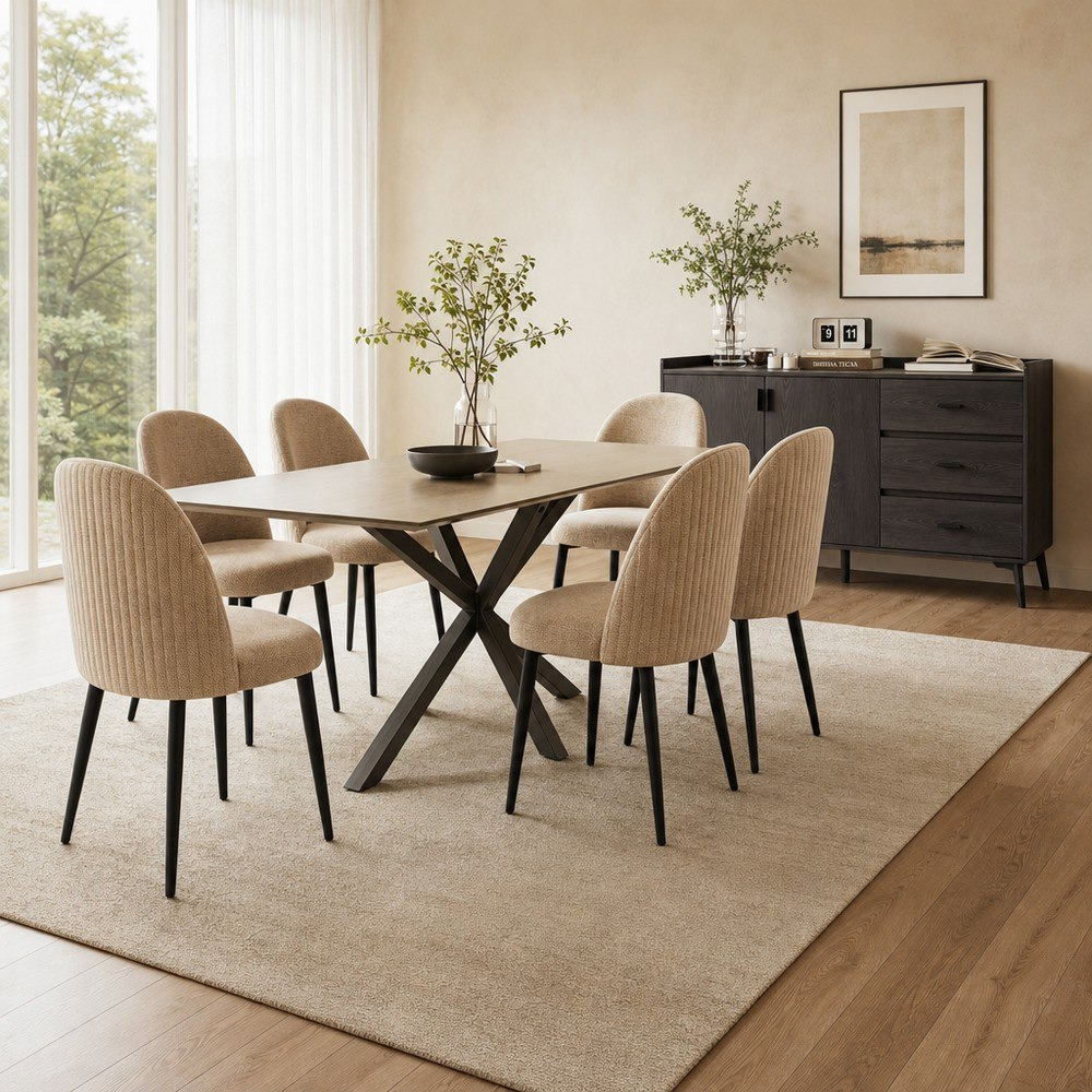 Welwick Belicia 6-Seater Sintered Stone Dining Set with Marwell 1.5 M Sideboard-hbxfurniture-diningtablesandsets-diningsets-sixseater-image-1