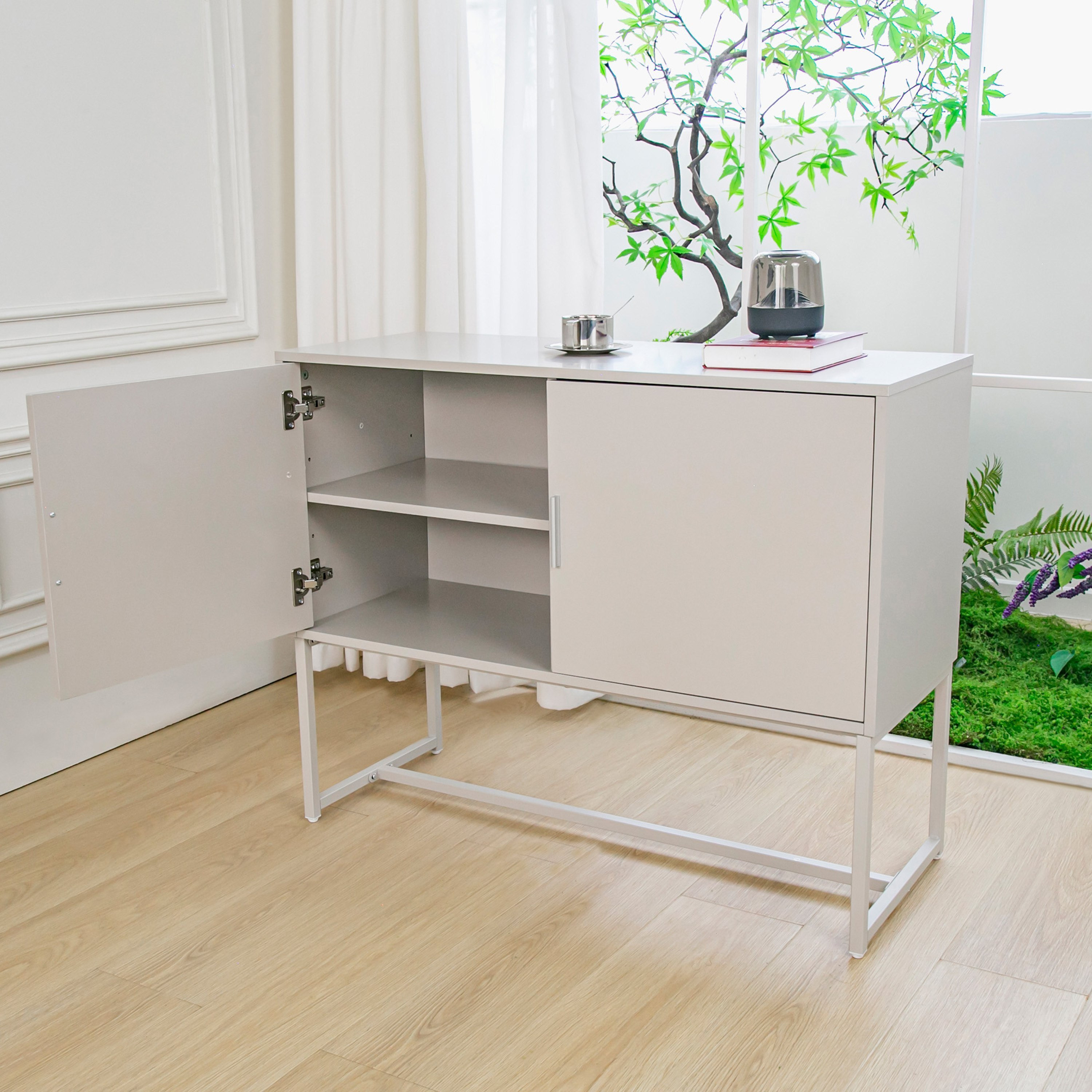 طقم طاولة طعام 6 مقاعد بسطح من الحجر الملبّد مع خزانة جانبية هارينغتون من تويستر-hbxfurniture-diningtablesandsets-diningsets-sixseater-image-14