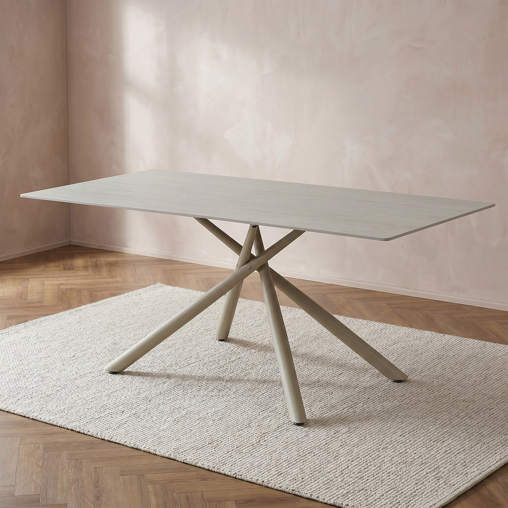 طقم طاولة طعام 6 مقاعد بسطح من الحجر الملبّد مع خزانة جانبية هارينغتون من تويستر-hbxfurniture-diningtablesandsets-diningsets-sixseater-image-2
