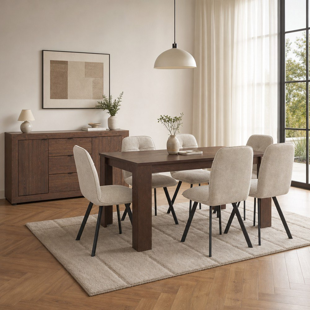 Riccardo Basil 6-Seater Dining Set with Sideboard-hbxfurniture-diningtablesandsets-diningsets-sixseater-image-1