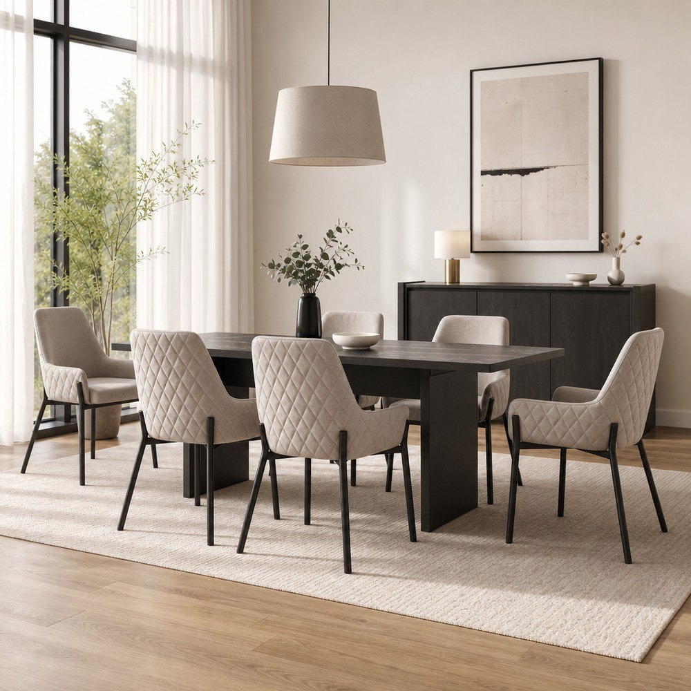 Leonor Paul 6-Seater Sintered Stone Dining Set with Sideboard-hbxfurniture-diningtablesandsets-diningsets-sixseater-image-1