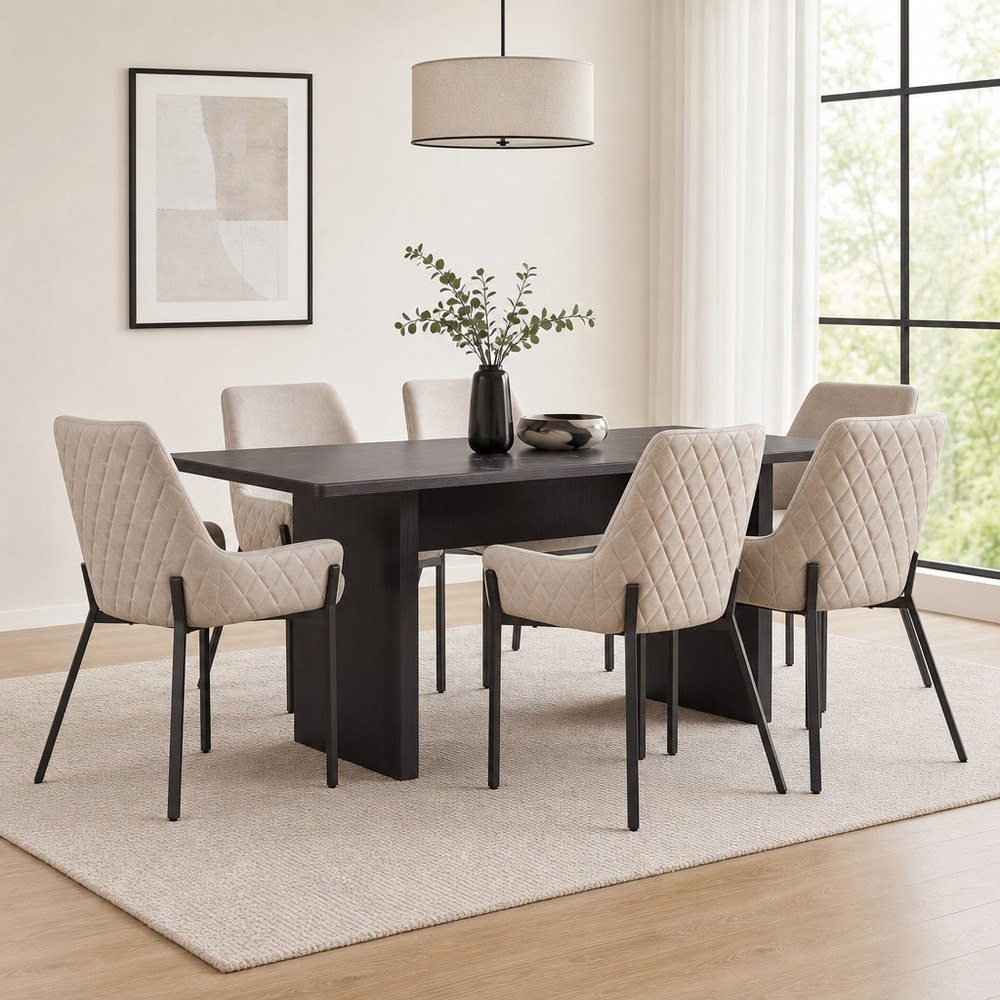 Leonor Paul 6-Seater Sintered Stone Dining Set-hbxfurniture-diningtablesandsets-diningsets-sixseater-image-1