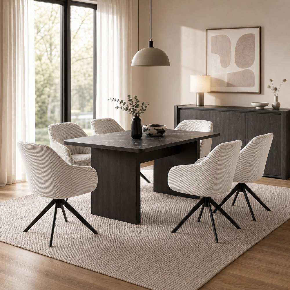 Leonor Winchester 6-Seater Sintered Stone Dining Set with Sideboard-hbxfurniture-diningtablesandsets-diningsets-sixseater-image-1