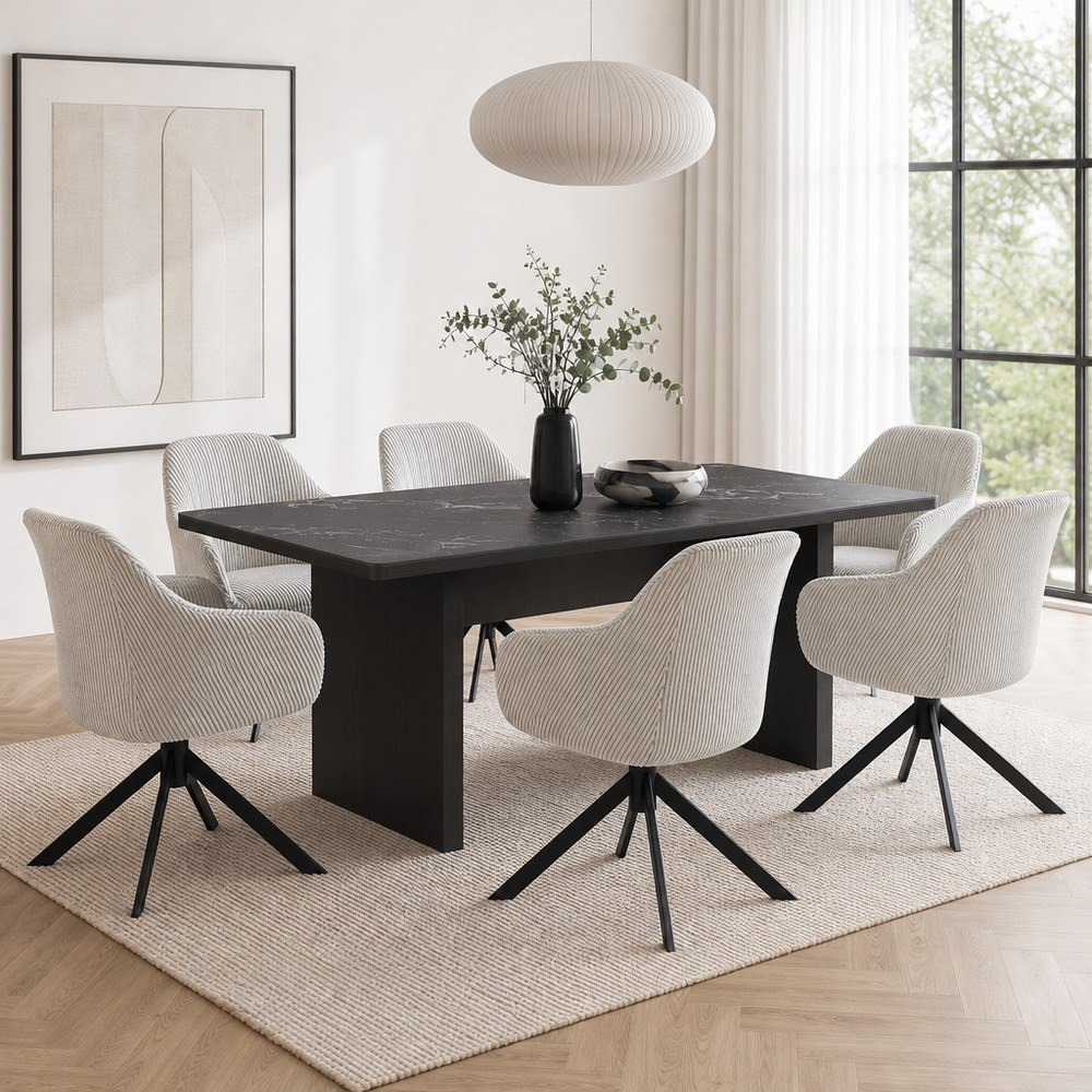 Leonor Winchester 6-Seater Sintered Stone Dining Set-hbxfurniture-diningtablesandsets-diningsets-sixseater-image-1